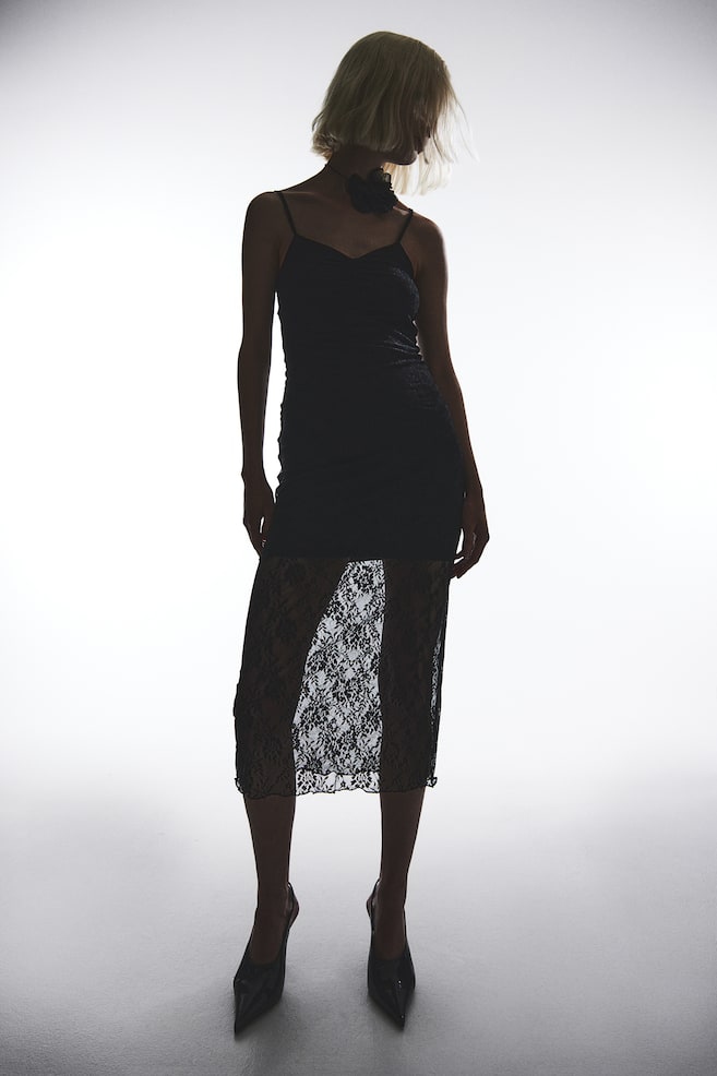Sleeveless Bodycon Dress - Black/Black - 1