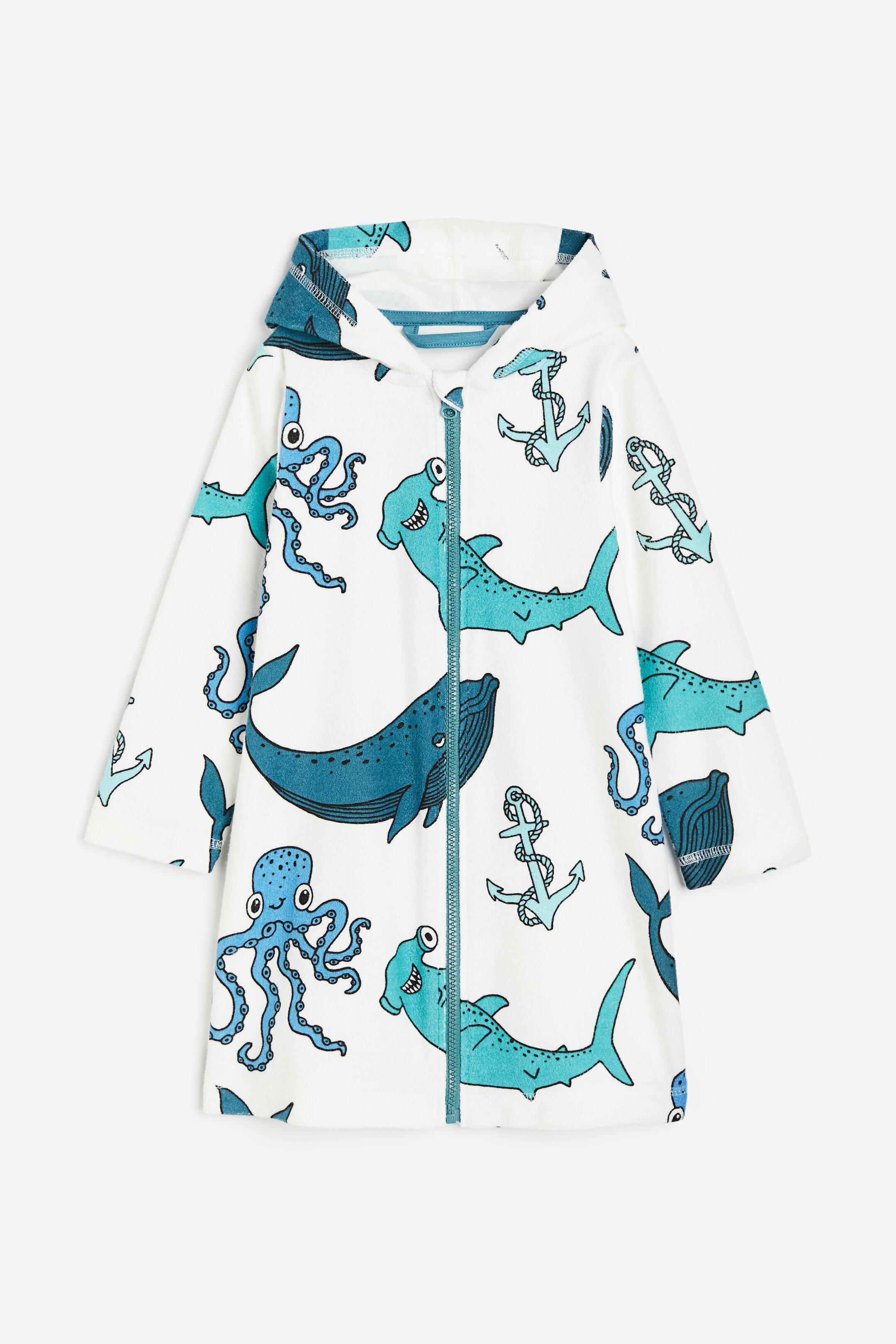 Printed terry dressing gown
