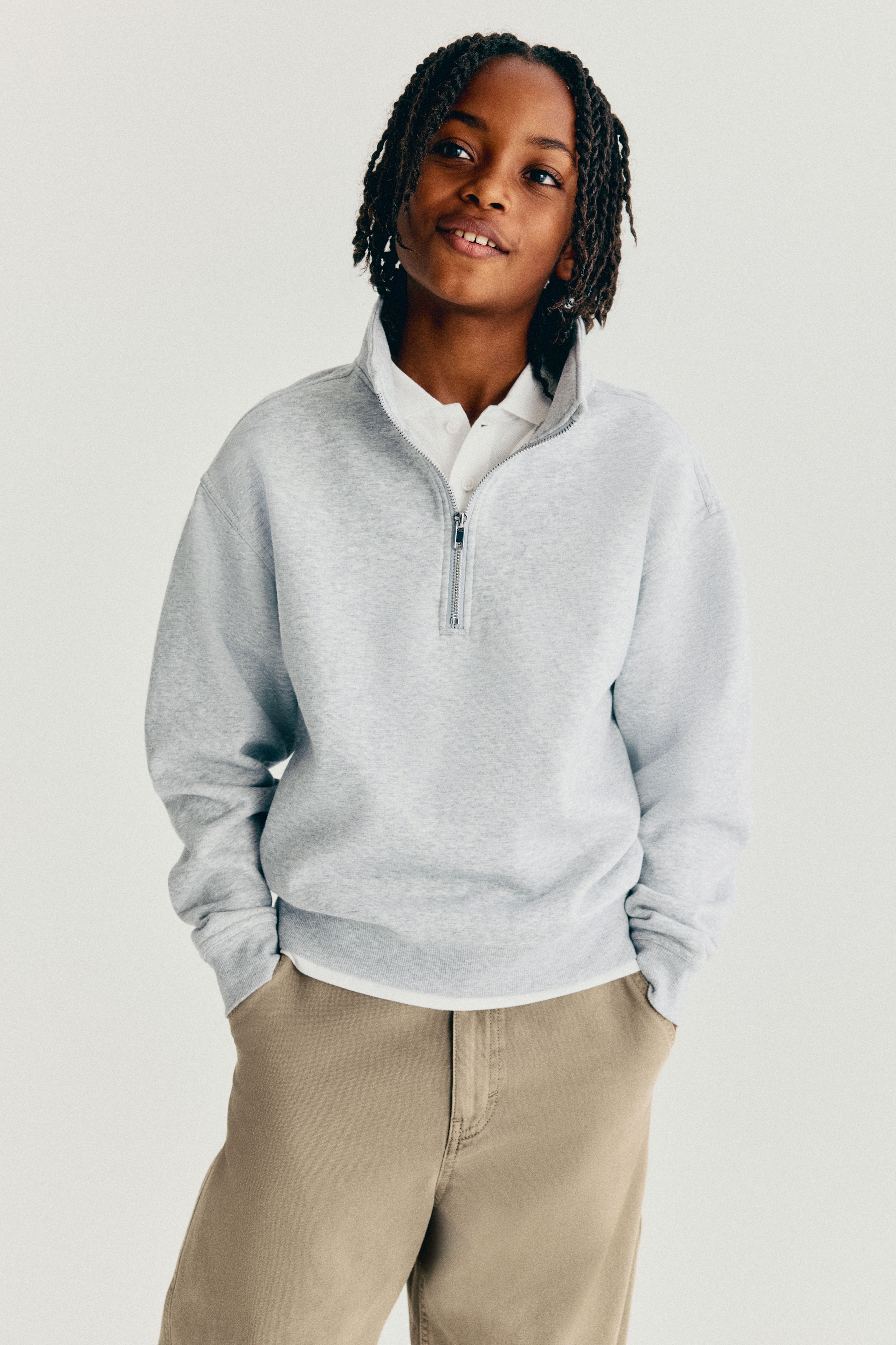 Half-Zip Brushed-Inside Sweatshirt