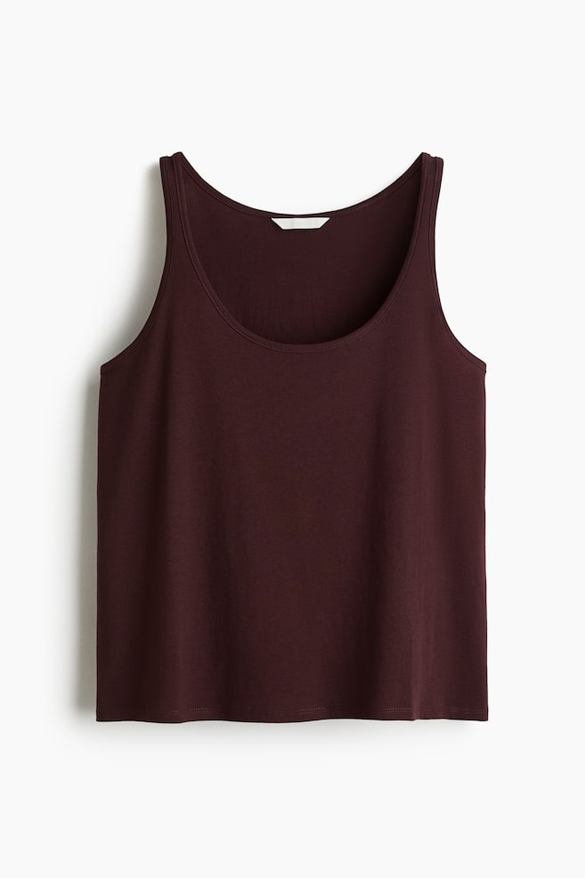 Tanktop aus Baumwolle - Weinrot/Schwarz/Mattbraun - 1