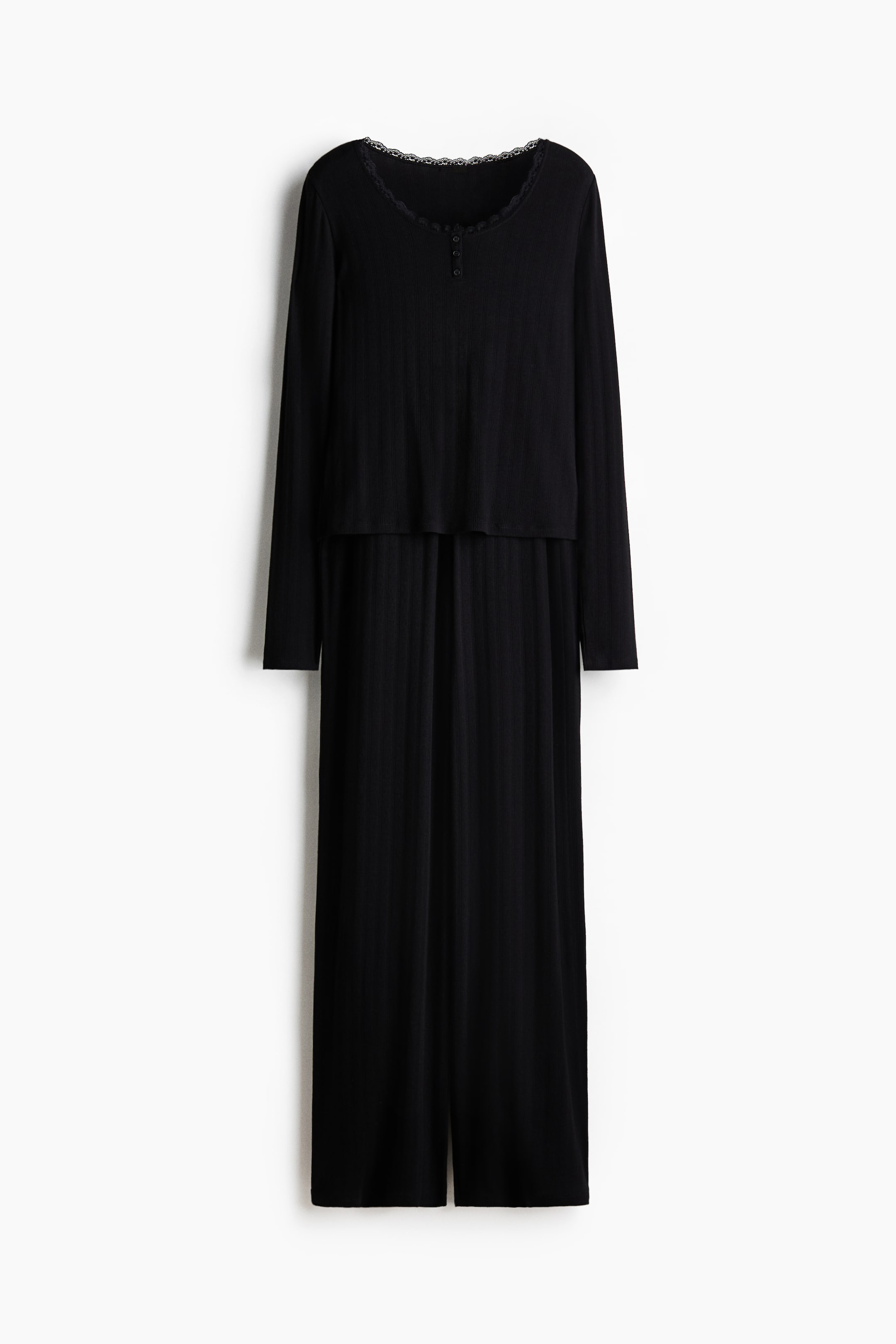 View larger image: Pointelle jersey pyjamas - Black - Ladies | H&M IE 5