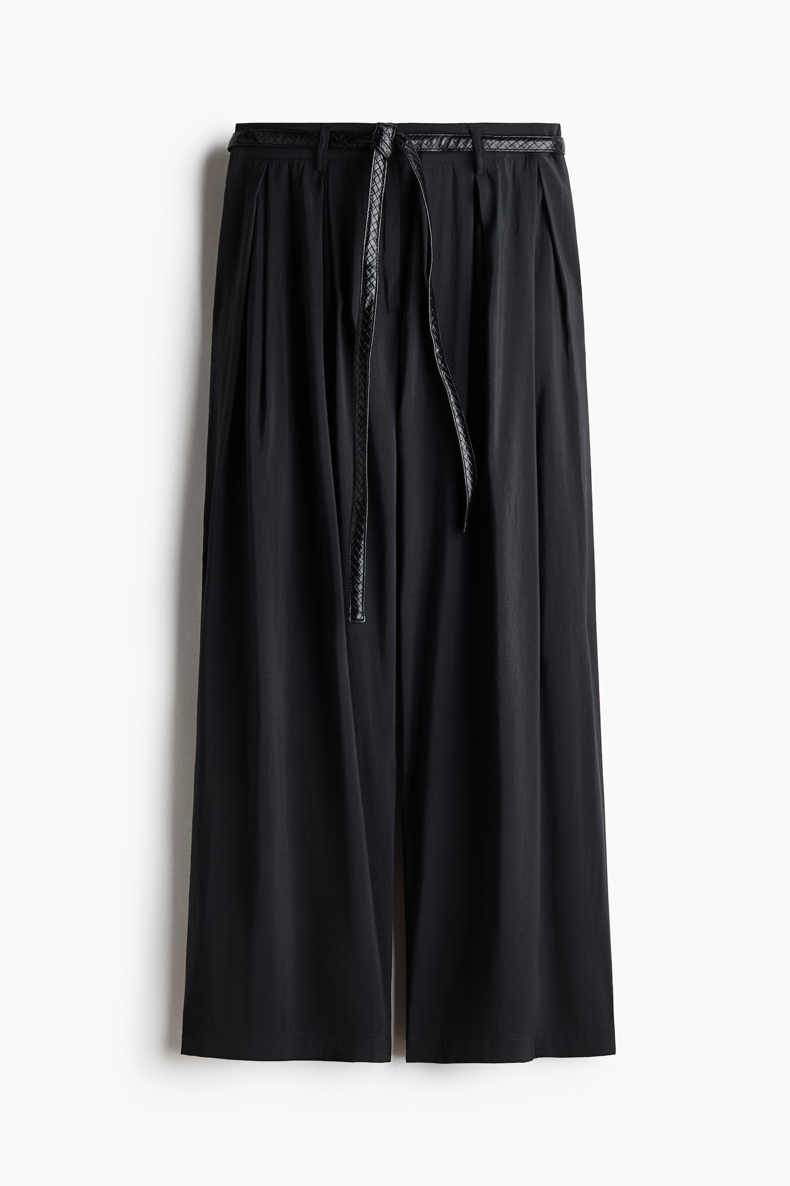 Wide belted trousers - Dark grey - 1