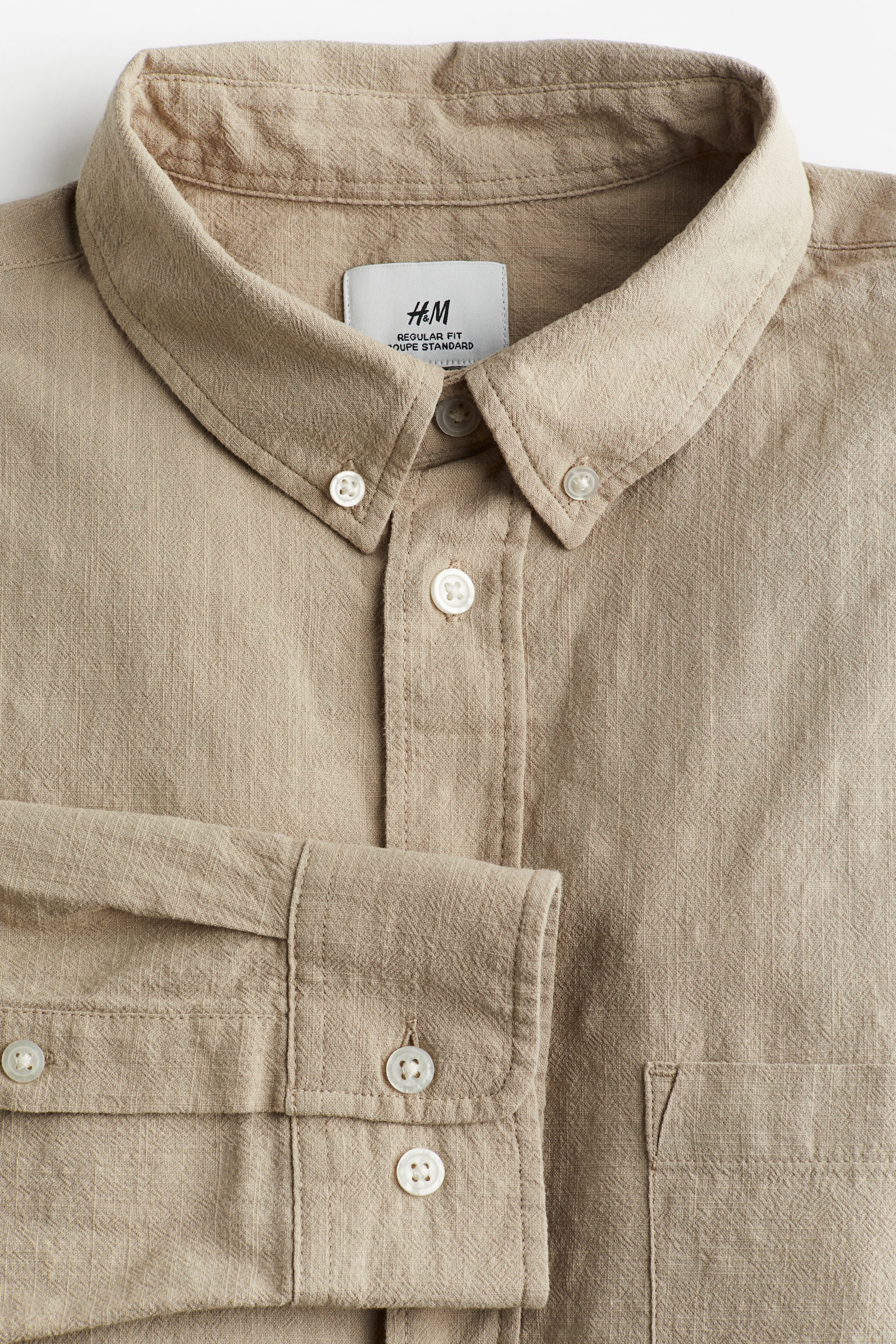 Regular Fit Textured Shirt - Beige/Khaki green/White/Navy blue/Navy blue - 3