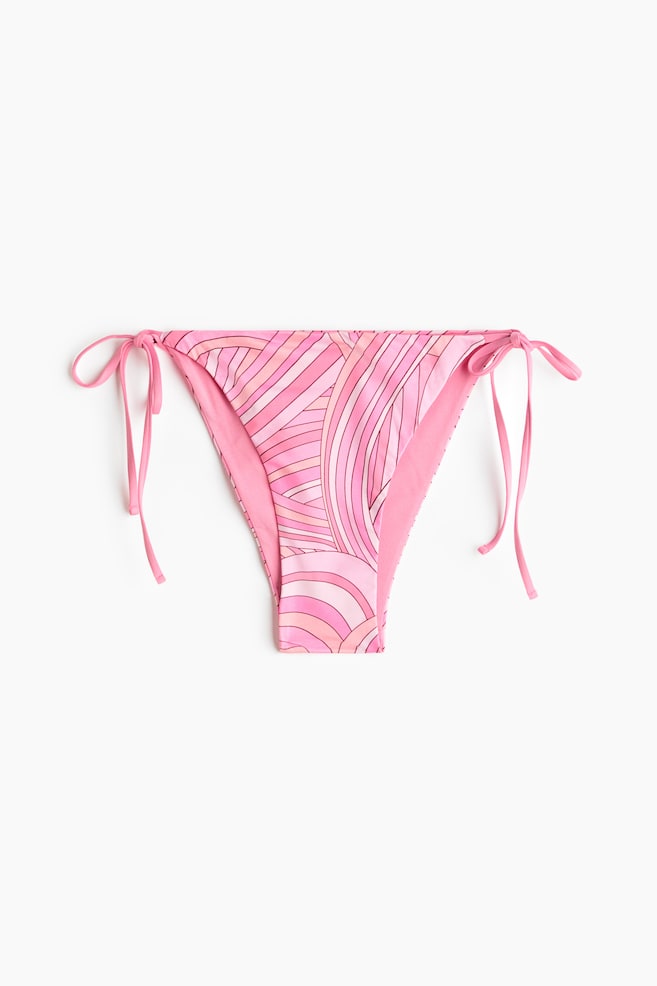 Braga de bikini con tiras de anudar - Rosa/Estampado/Rosa/Rayas - 1