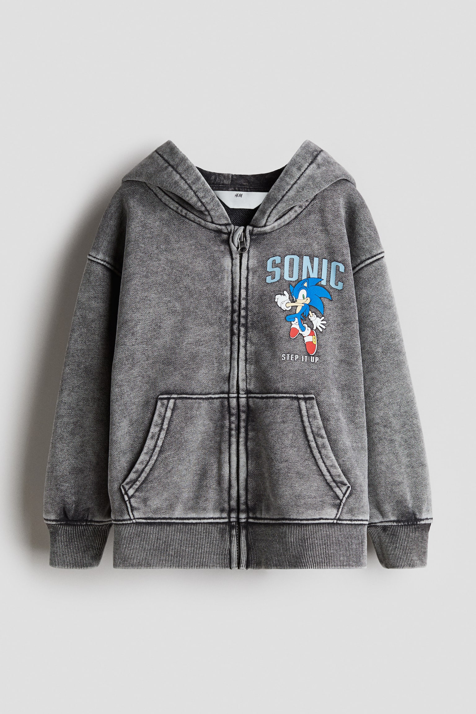 Детская куртка H&M Print-Motif Hooded, цвет: Потёртый серый — фото 1
