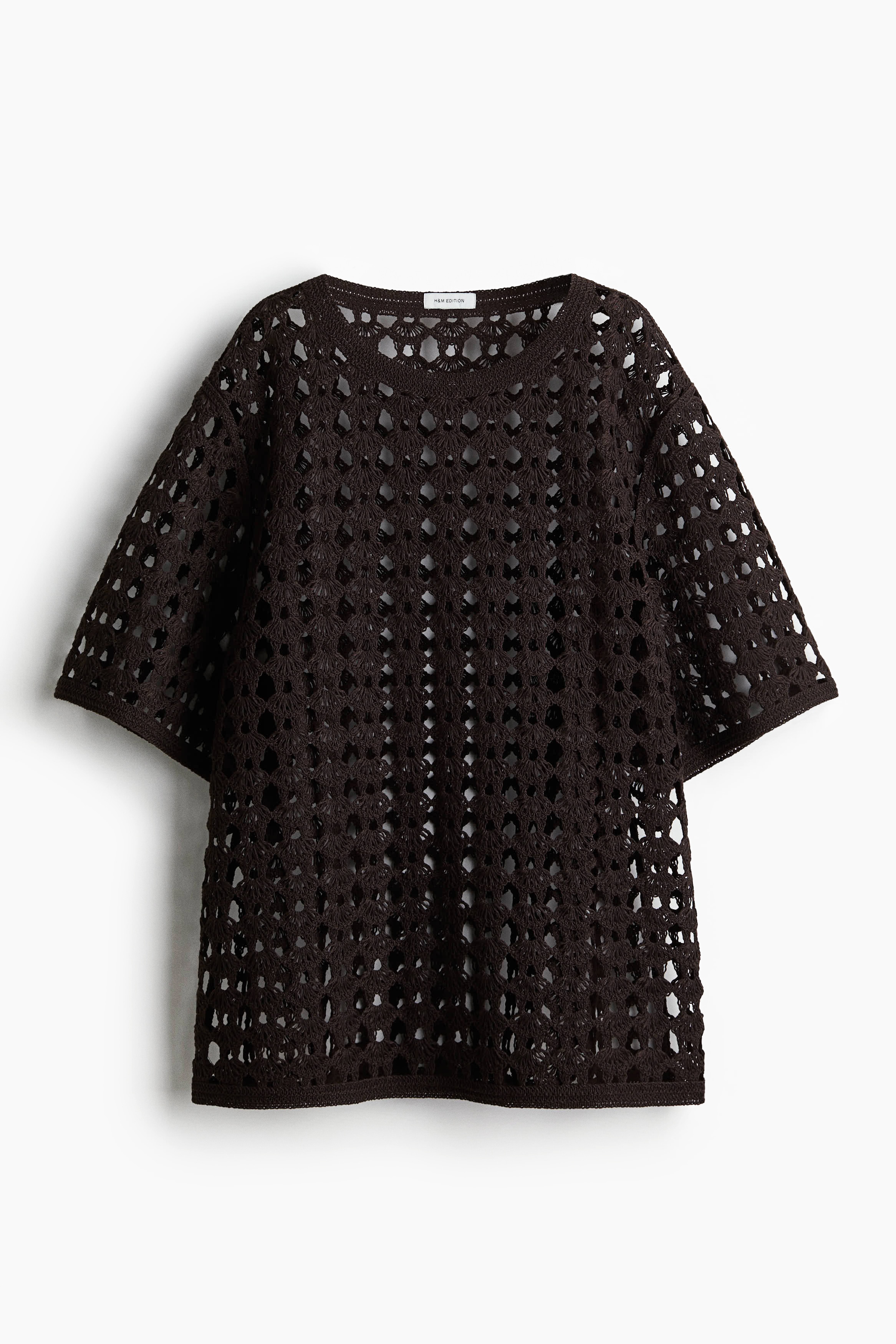 Crochet Look Top - Dark brown
