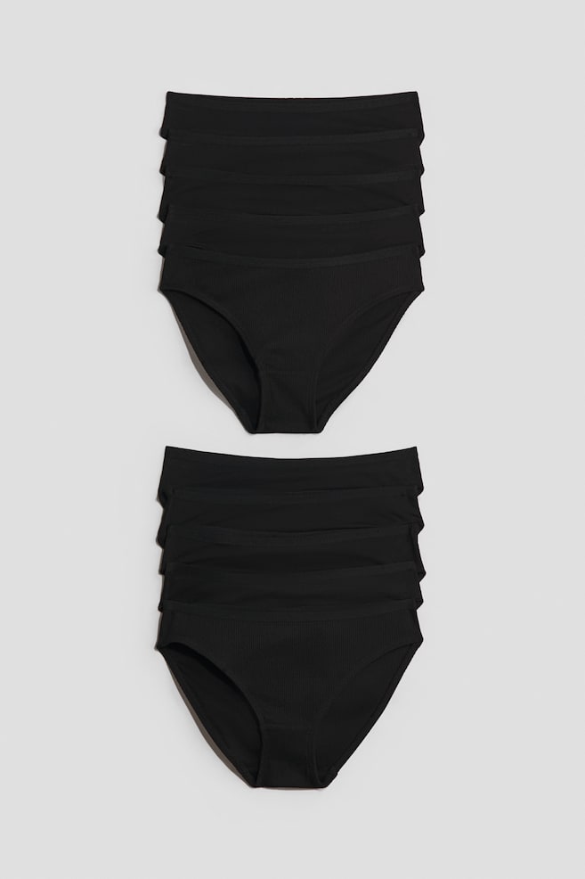 Set van 10 katoenen slips - Brief - Zwart/Wit/grijs gemêleerd/zwart - 1