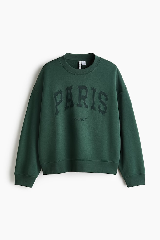 Sweatshirt with Printed Motif - Green/Paris/Burgundy/Dark blue/Dark brown/Light gray melange/Navy blue/Light dusty blue - 1