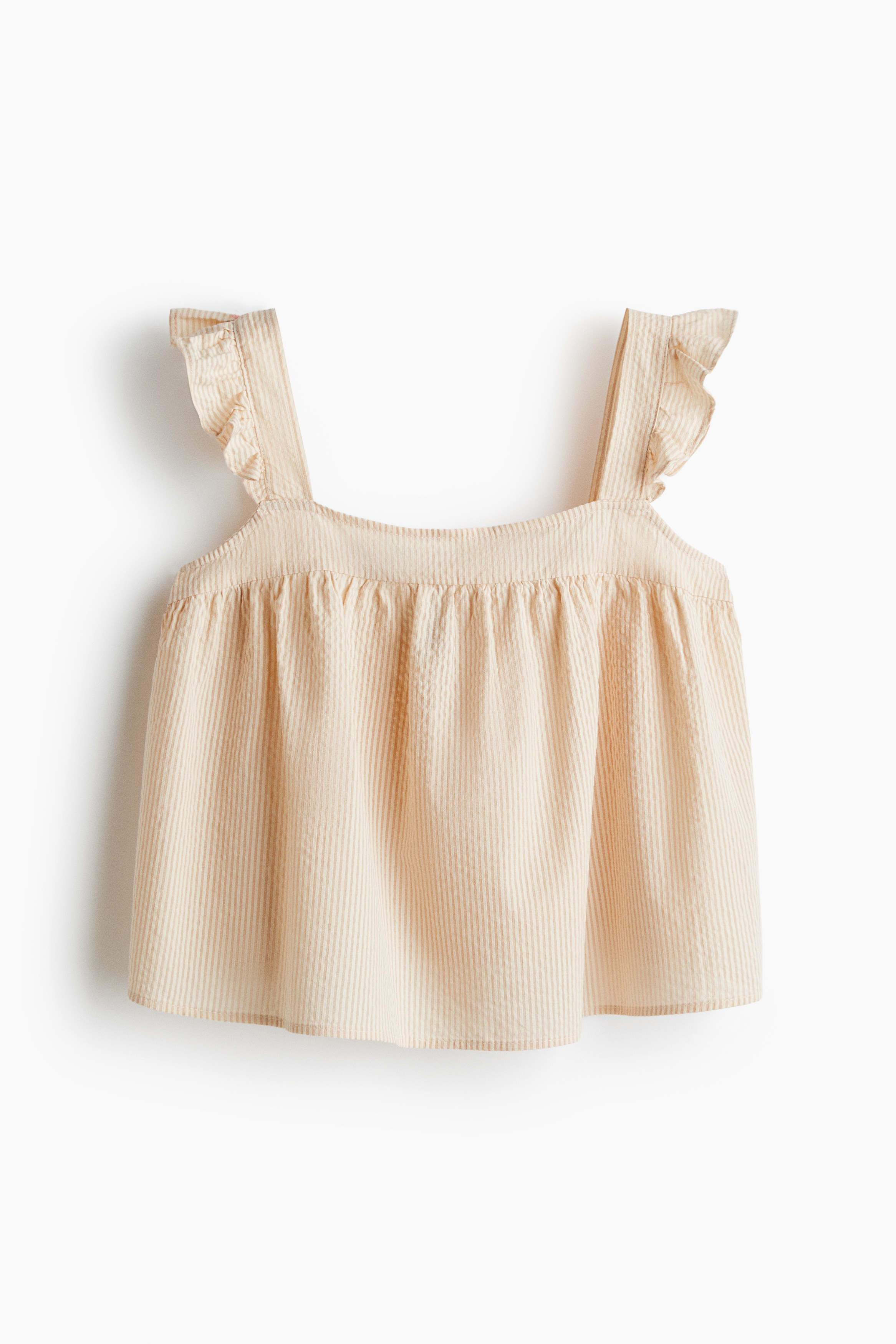 Áo cotton sọc nhăn - Màu be nhạt/Kẻ/Màu trắng