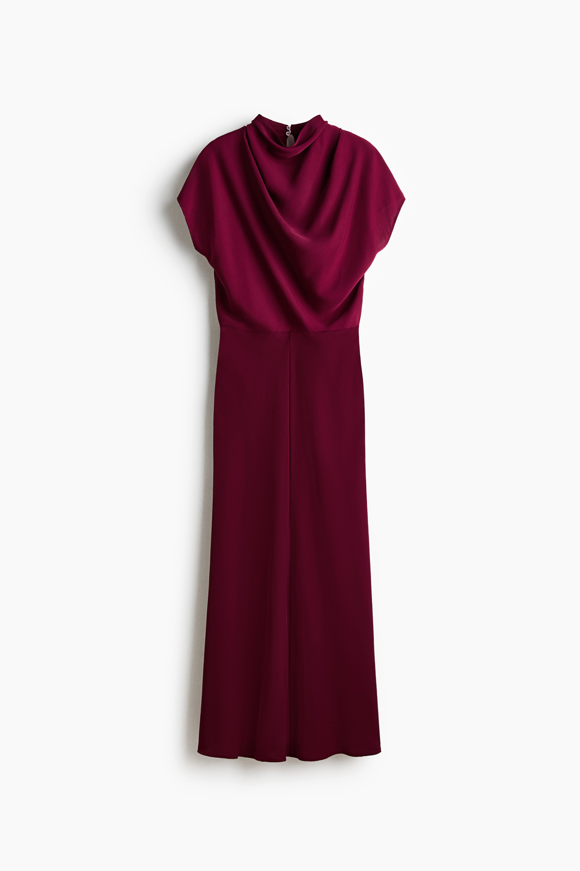 Vestido con mangas de capa drapeada - Rojo oscuro