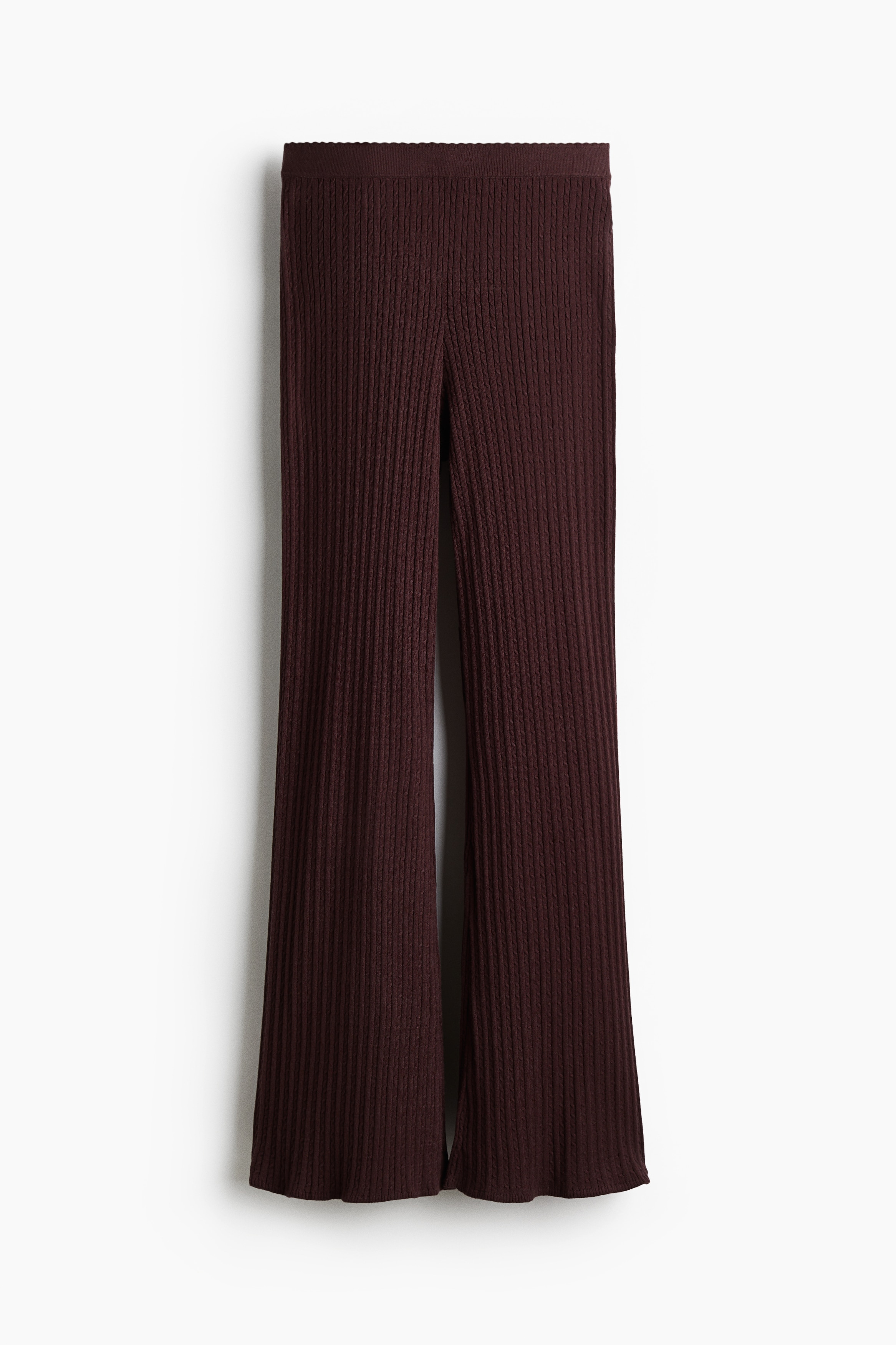 Cable-knit trousers - Burgundy/Cream