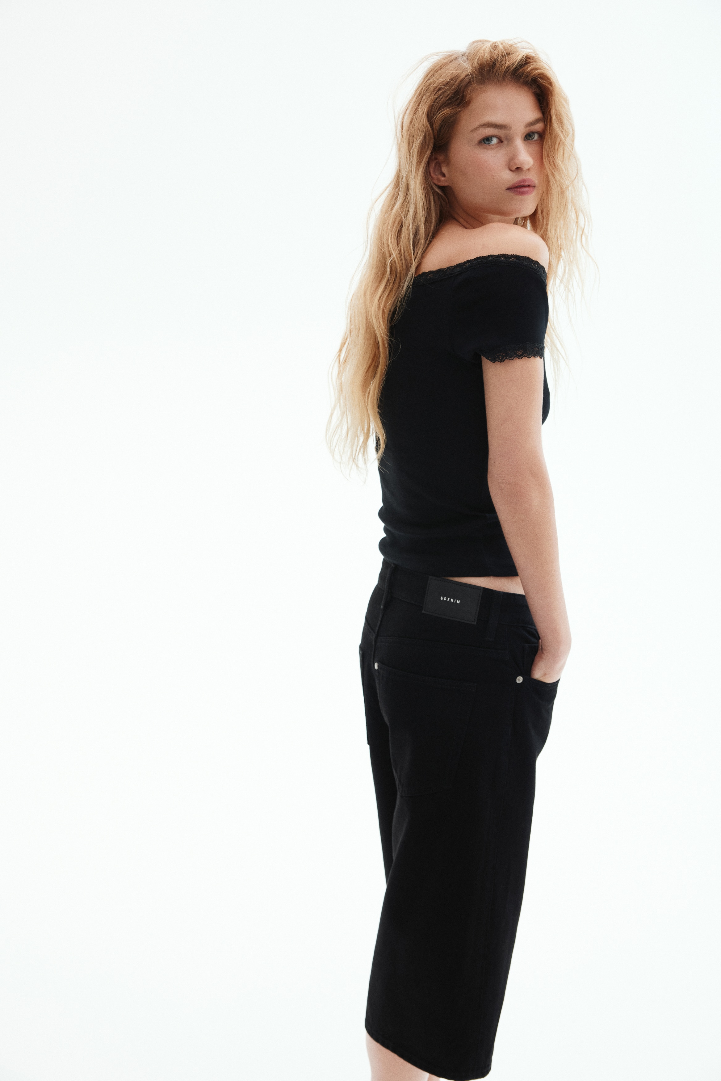 New Pantalones Cargo Niñas Negros Corte Ancho - Dominican Republic