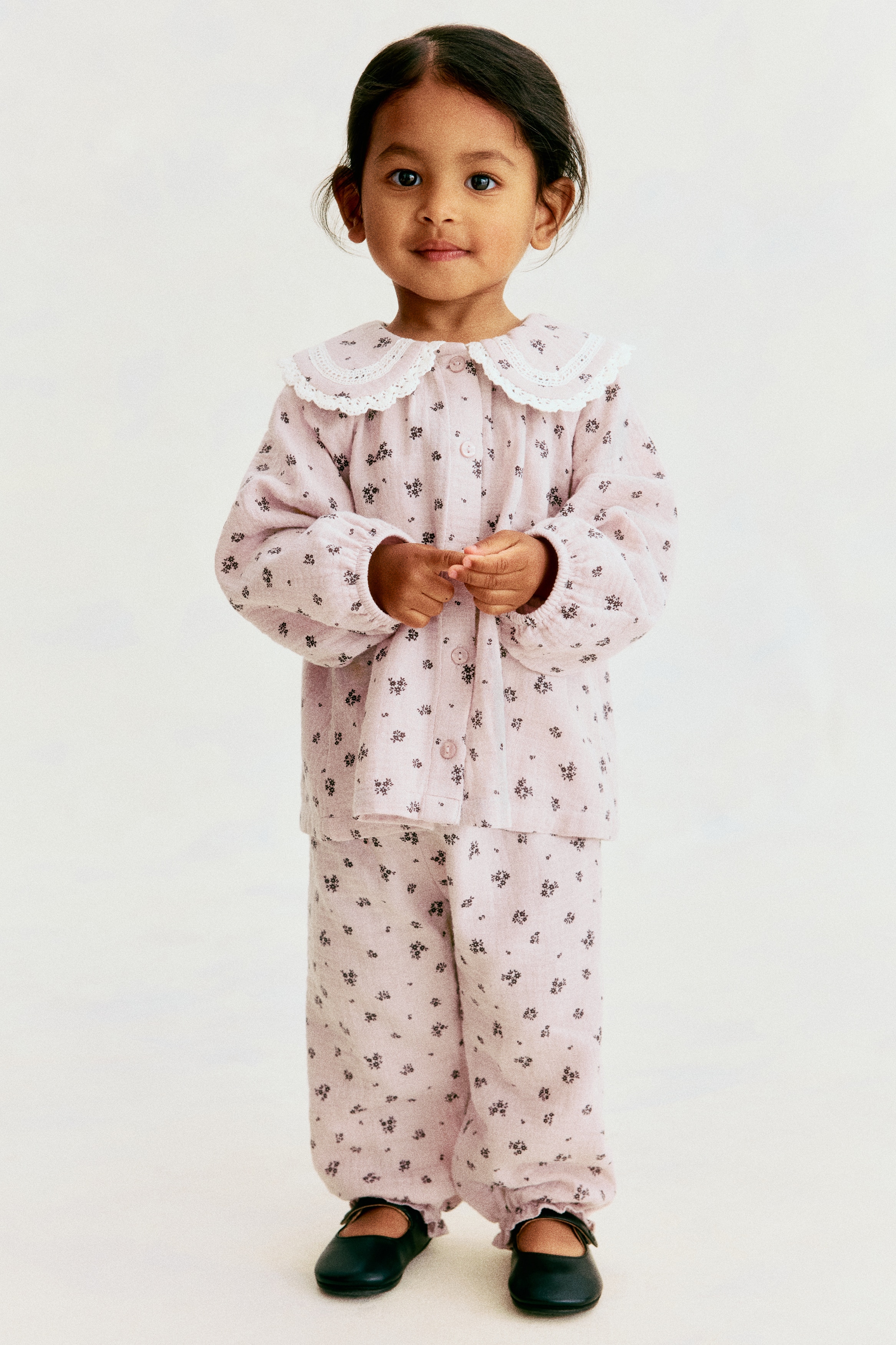 2-piece patterned cotton set - Light dusty purple/Floral