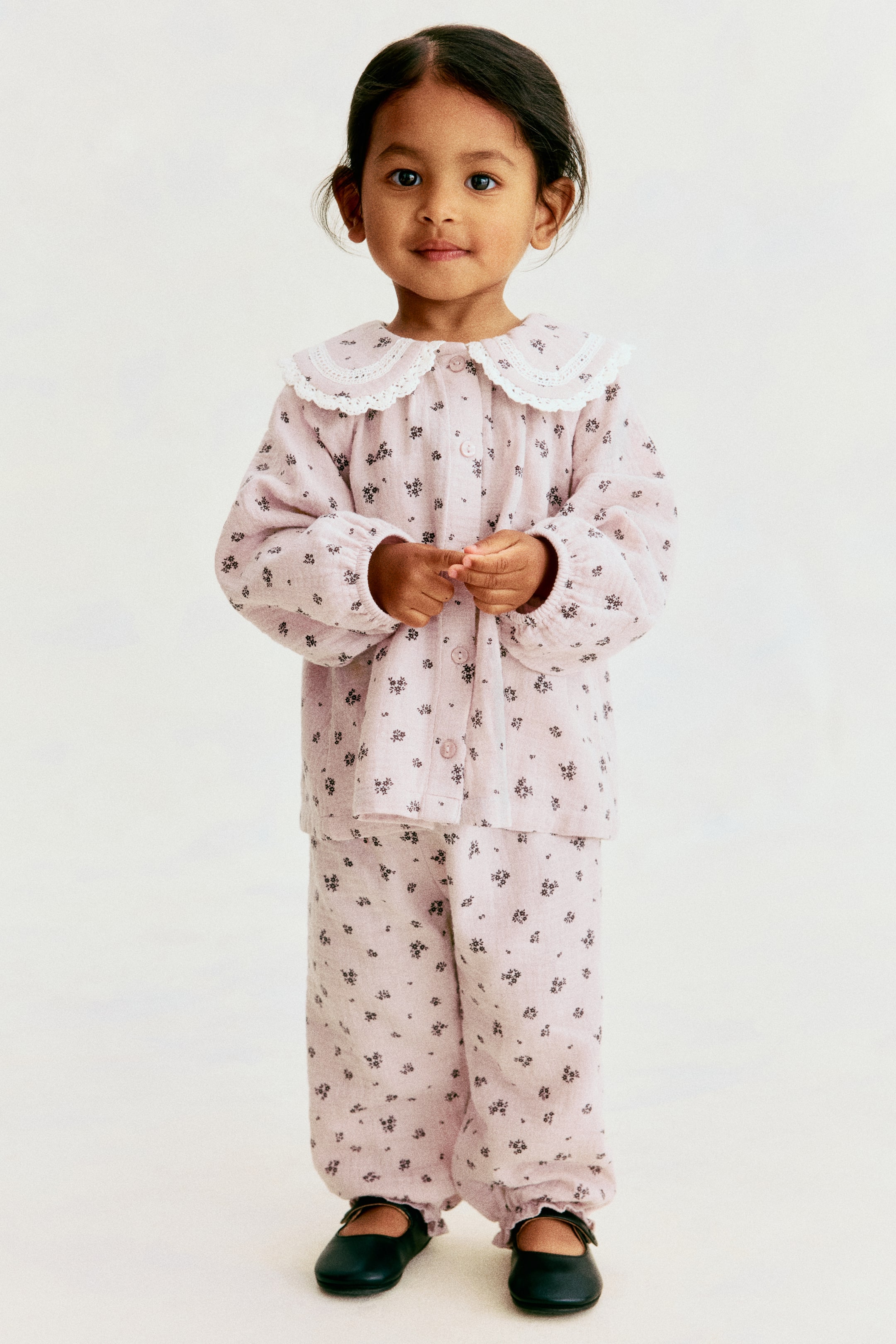 View larger image: 2-piece patterned cotton set - Light dusty purple/Floral - Kids | H&M GB 1