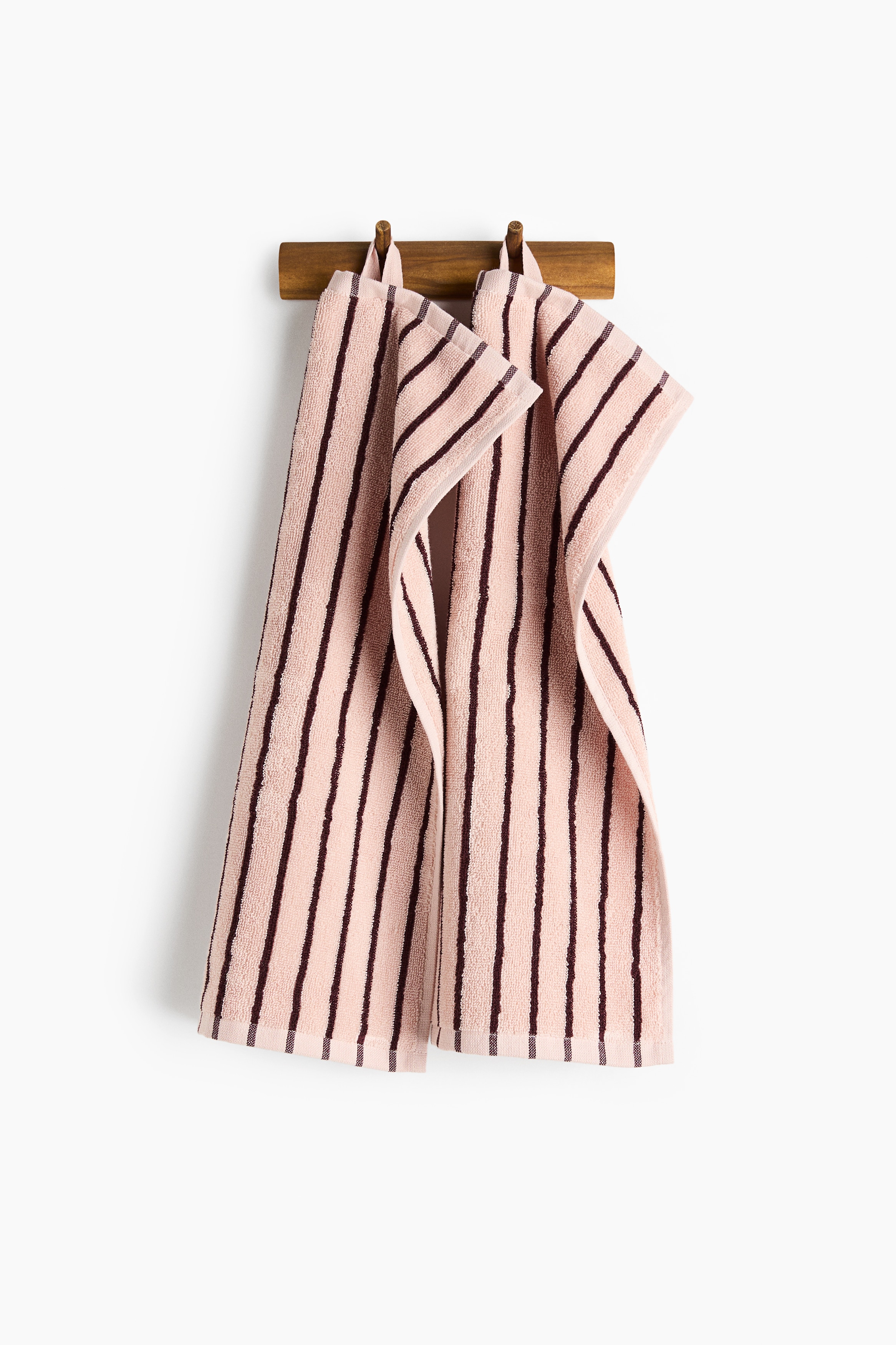 2-Pack Cotton Terry Guest Towels-Light pink/burgundy striped
