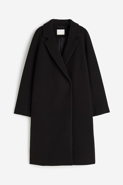 Double-breasted coat - V-neck - Long sleeve - Black - Ladies | H&M GB