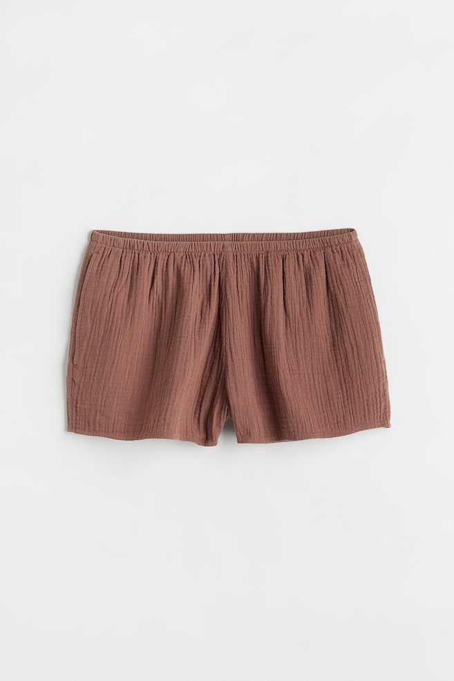 Textured-weave shorts - Brown - 1