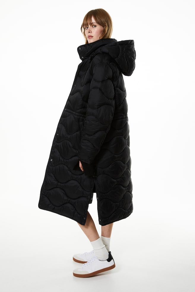 Quilted puffer coat - Black - 8