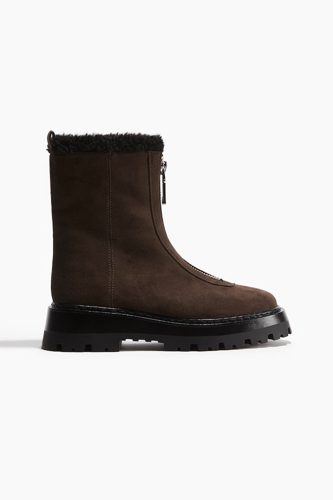 Bottines chaudement doublées - Marron foncé/Noir - 1