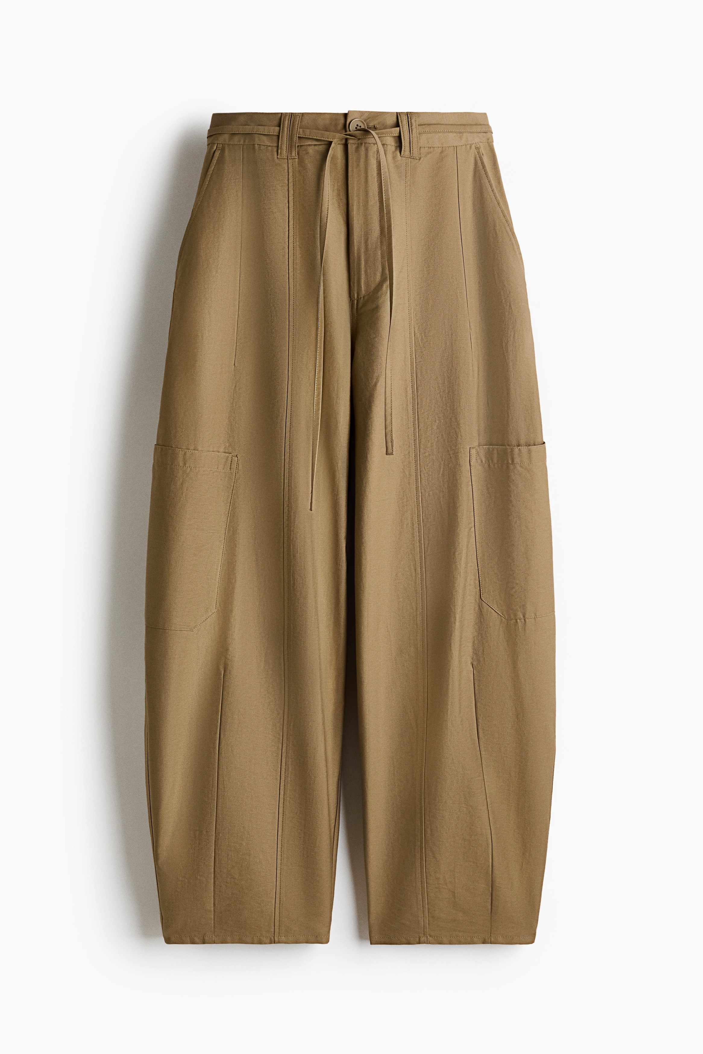 Tie-Belt Cargo Pants - Khaki green/Dark brown