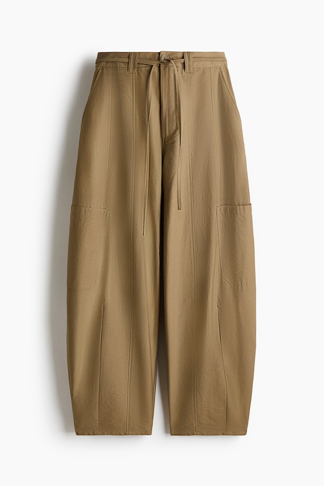 Tie-Belt Cargo Pants - Khaki green/Dark brown - 1