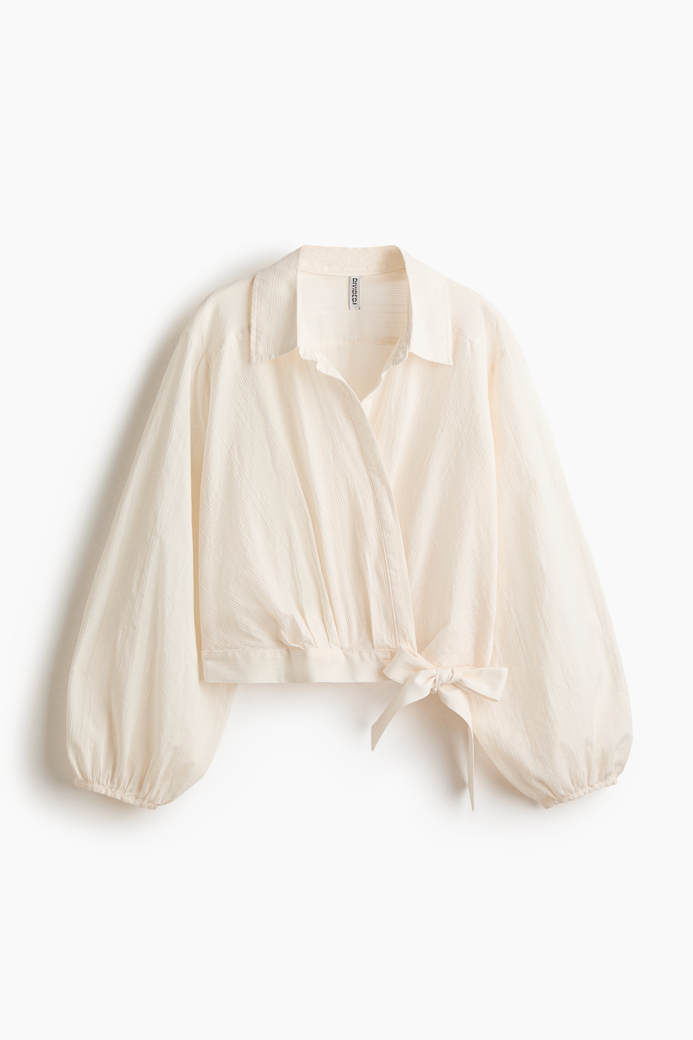 Cotton wrap shirt - Cream/Cream/Striped