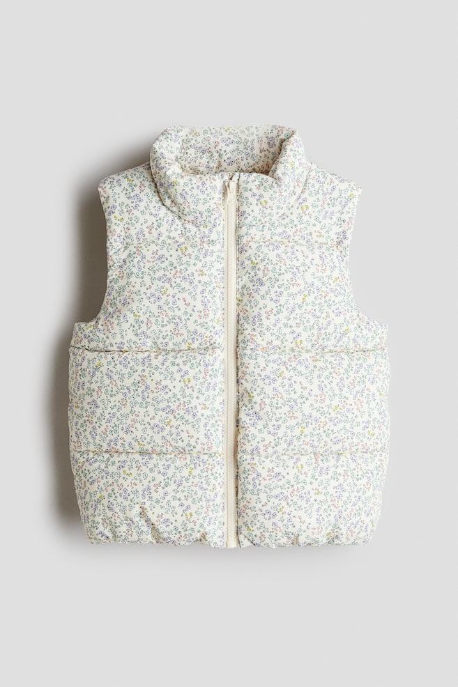 Puffer-Weste - Hellbeige/Geblümt - 1