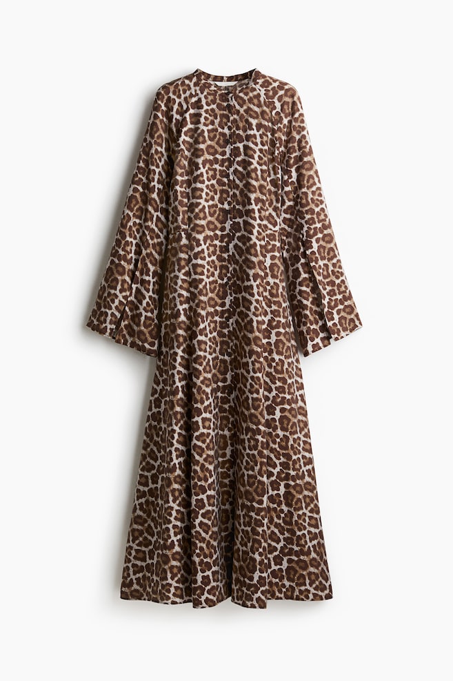 Robe à manches trompette - Marron/imprimé léopard - 1