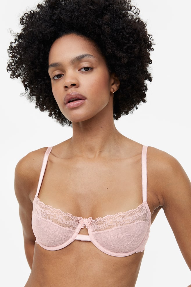 Non-padded underwired lace bra - Light pink/White/Light blue/Black - 3