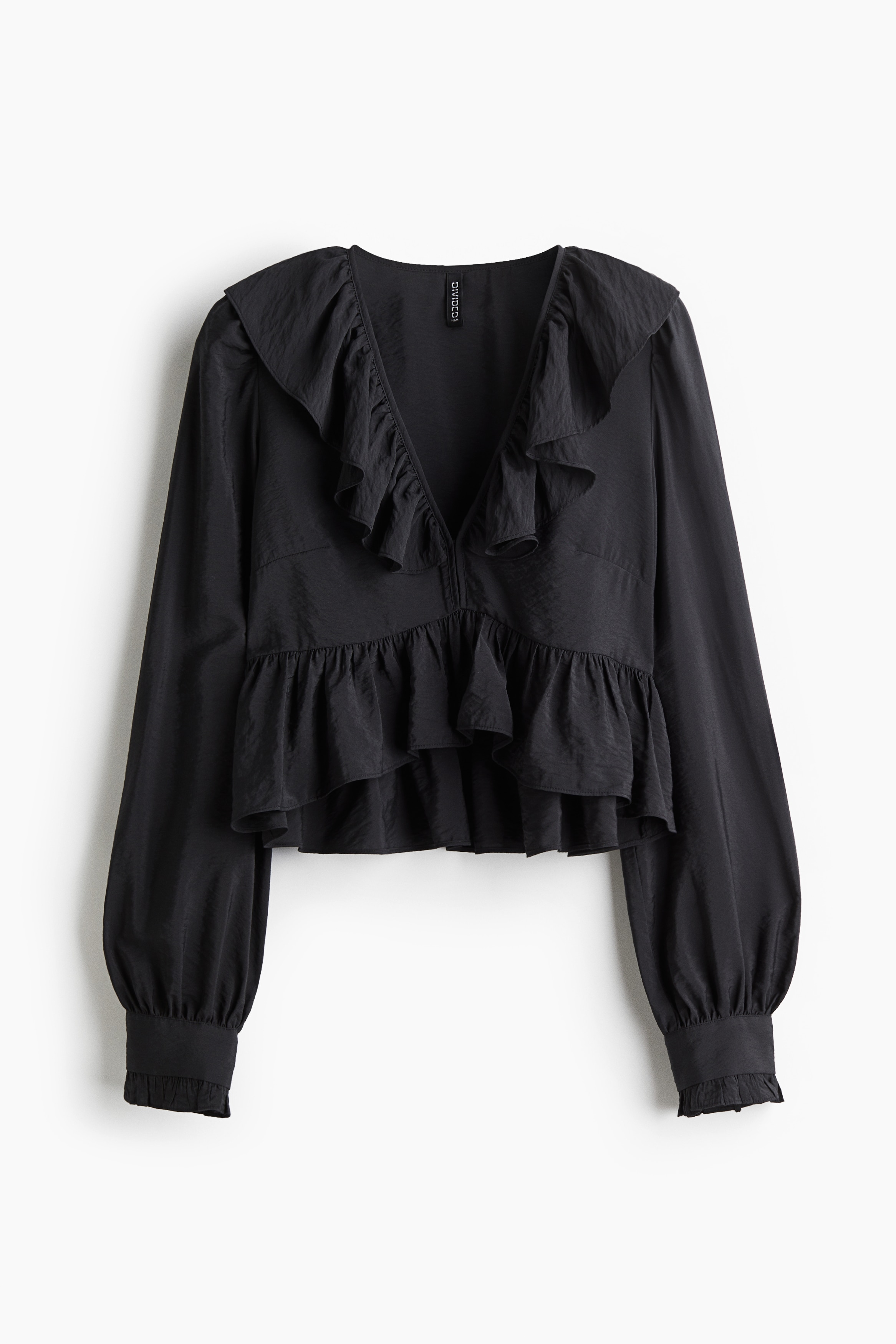 Flounced Blouse - Dark gray/Powder pink