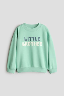Sweatshirt med borstad insida och tryckt motiv