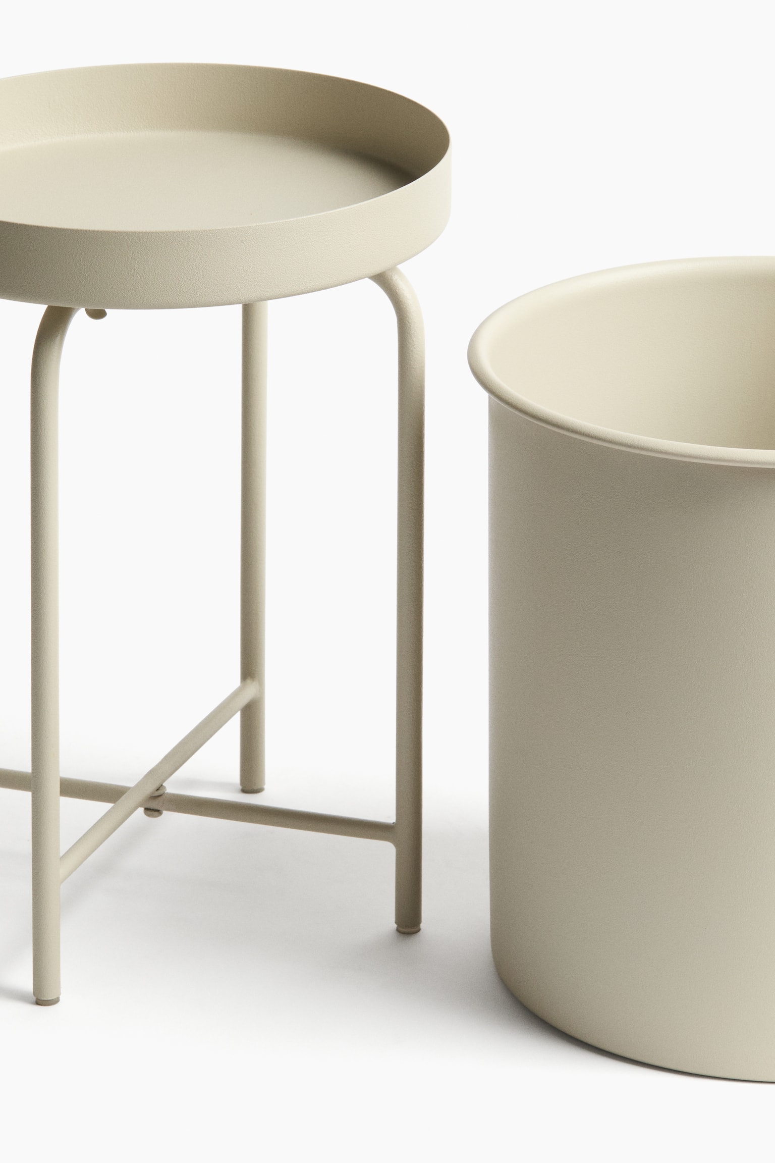 Metal plant pot on a stand - Light beige/Olive green/Black - 5