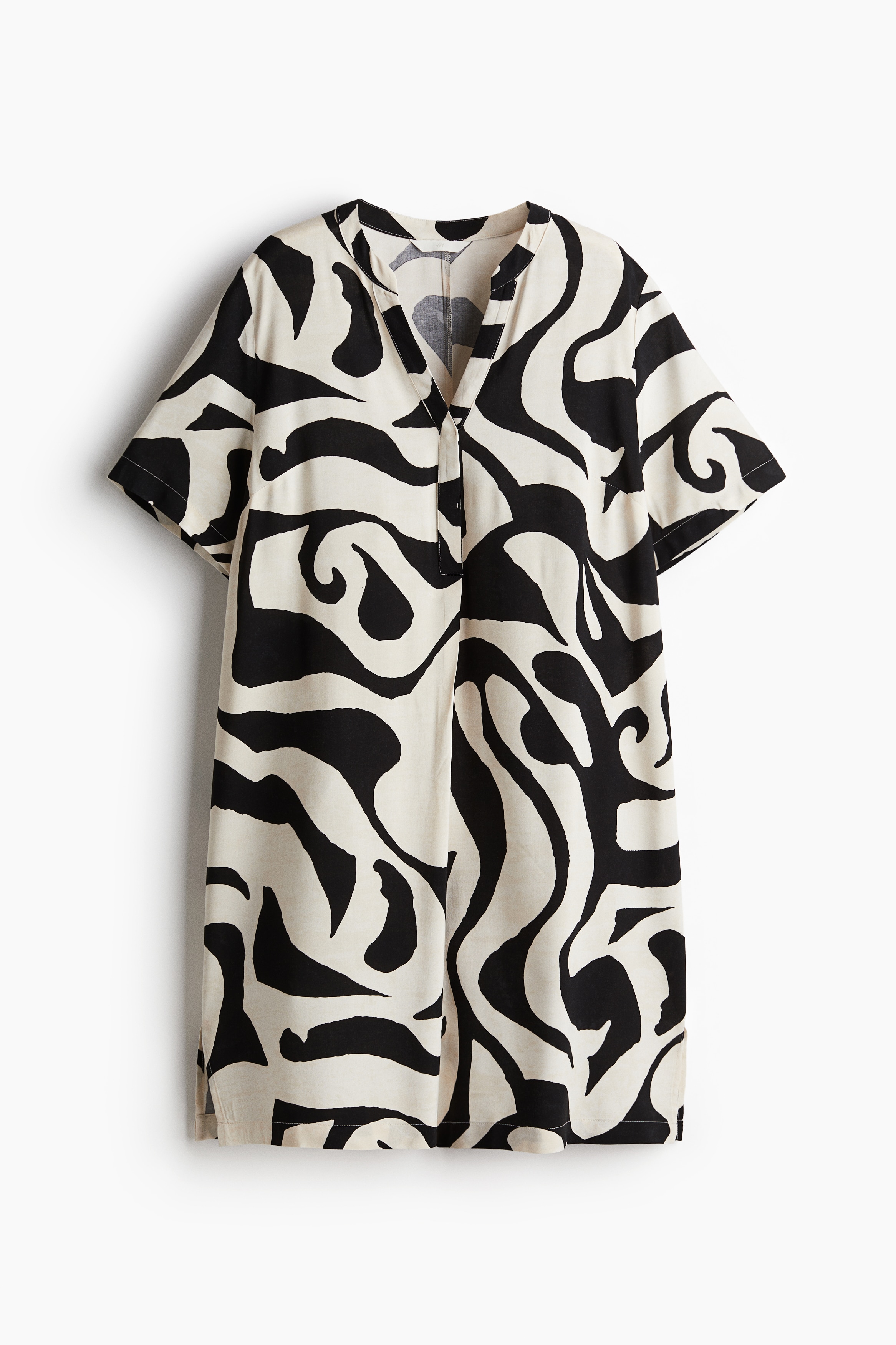 Tunikakleid aus Viskose - Cremefarben/Schwarz gemustert/Grün/Weiss geblümt/Cremefarben/Schwarz geblümt/Dunkles Khakigrün/Schwarz/Schwarz/Weiss/Schwarz gemustert