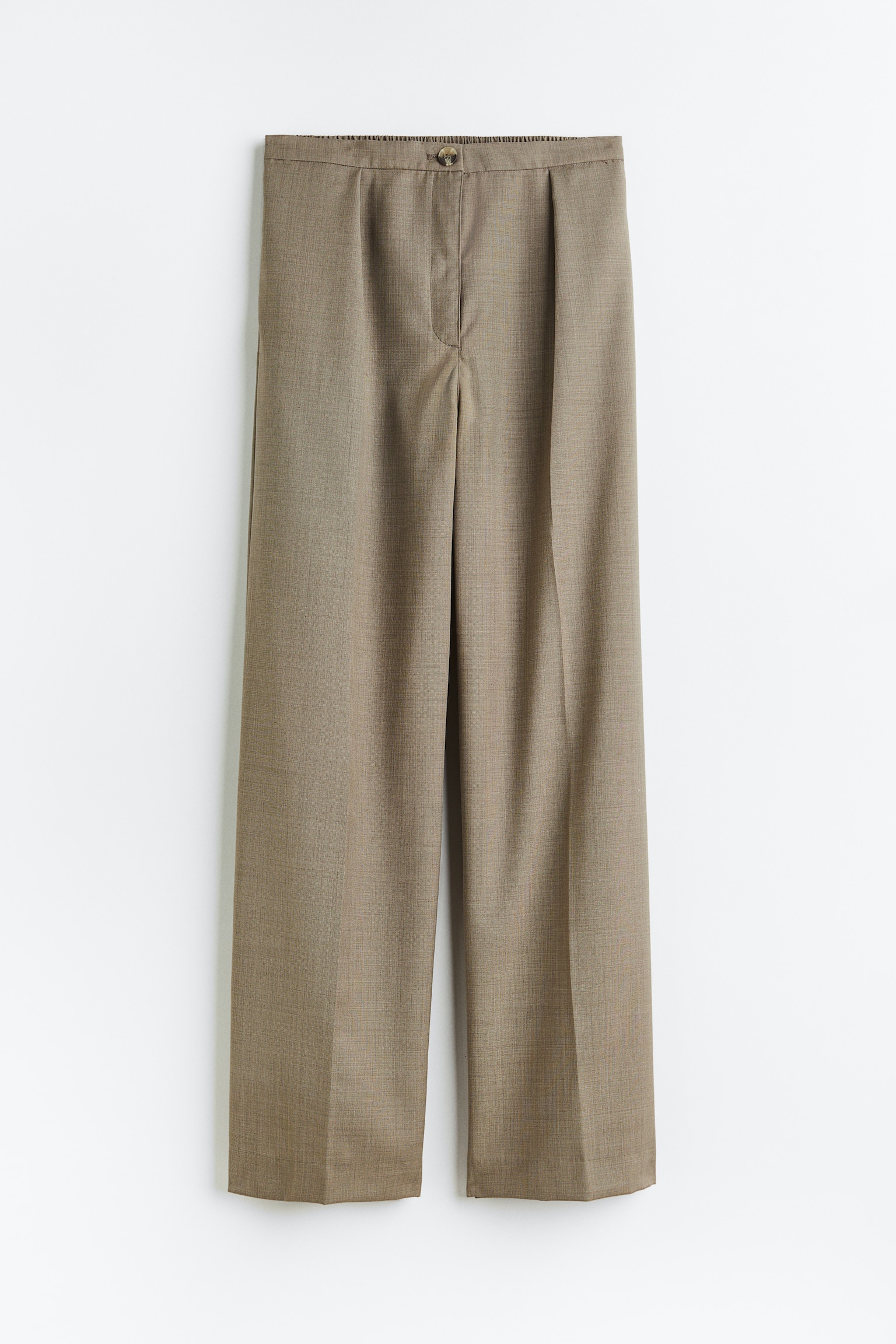 Wool Blend Tailored Pants - Dark beige - 1