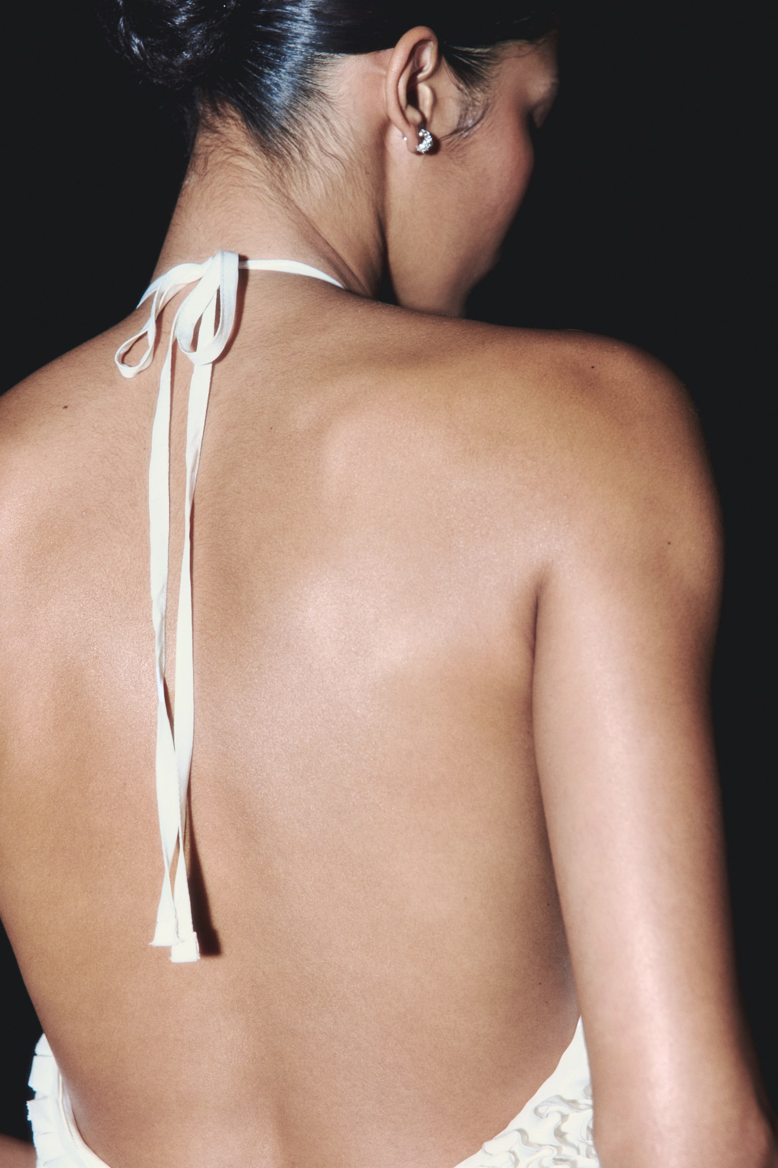 Ruffled Halterneck Dress - Cream - 3