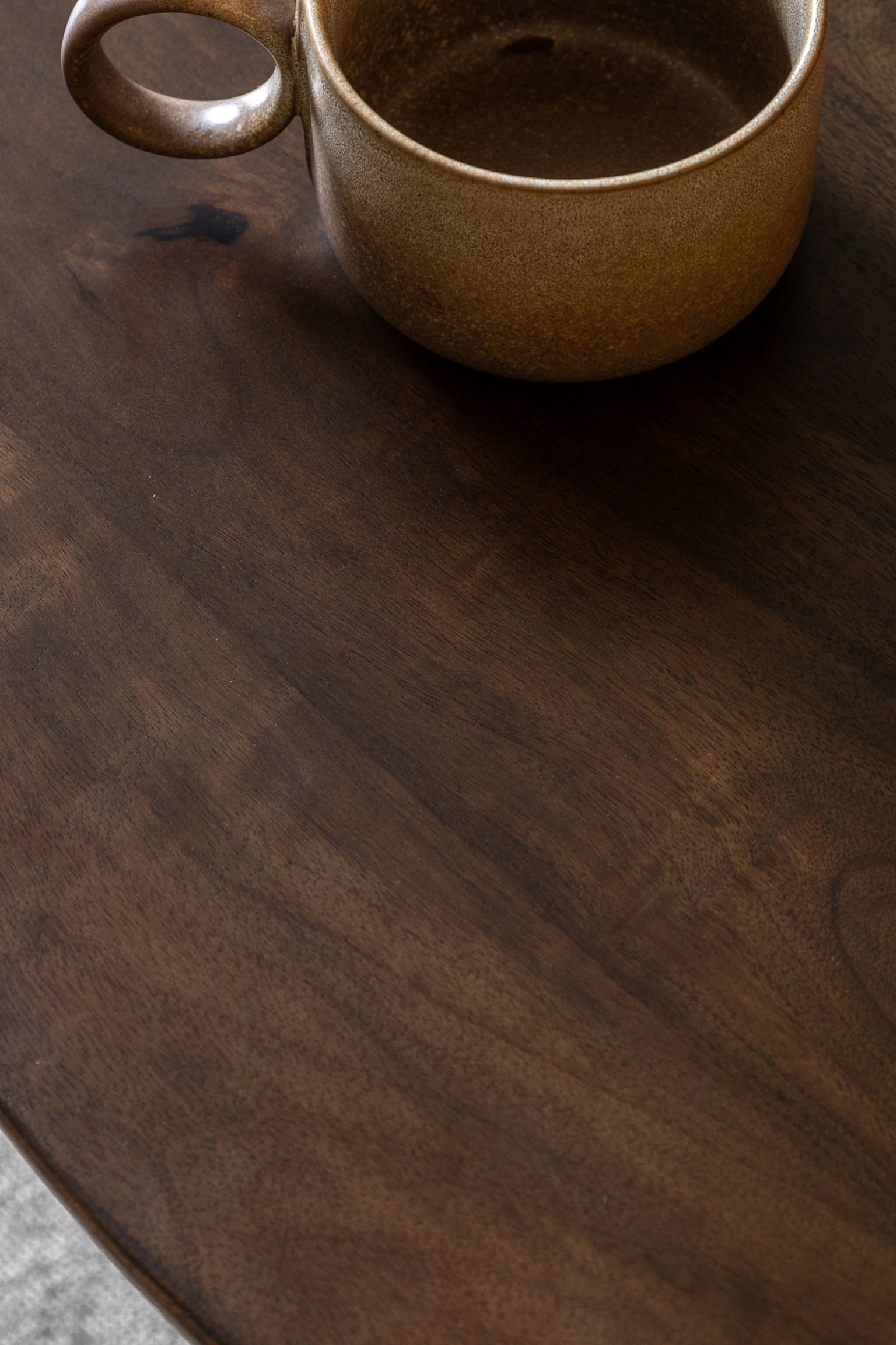 Mango Wood Round Coffee Table - Dark Wood - 4