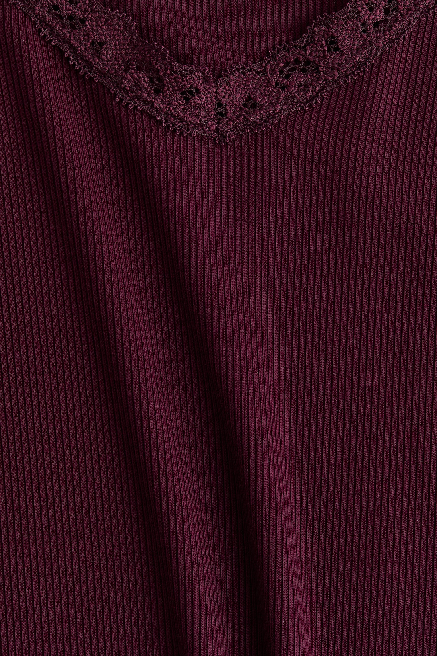 Lace-trimmed jersey top - Plum purple/Black/Light grey marl - 2