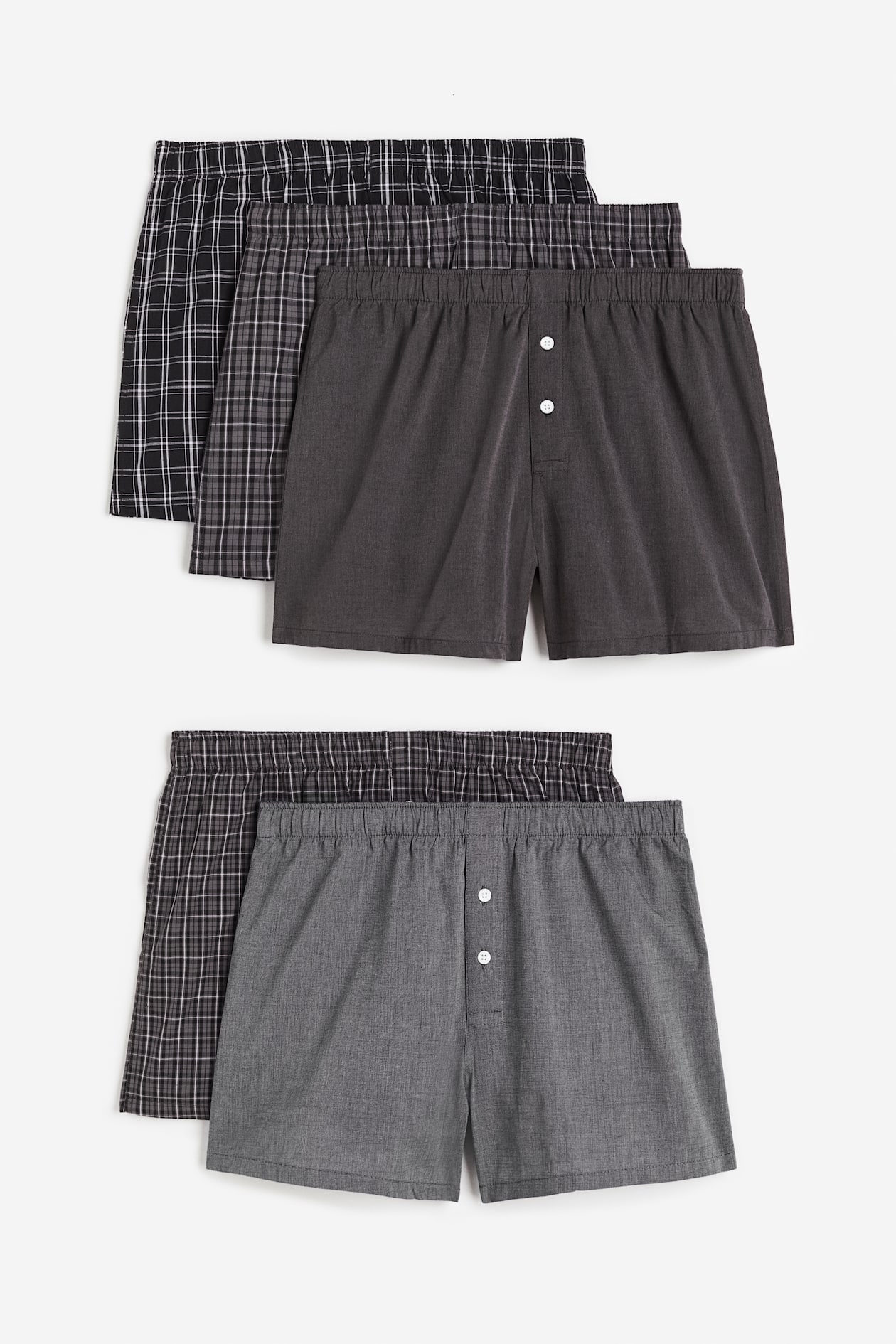 5-pack woven cotton boxer shorts Dark grey/Checked Men H&M GB