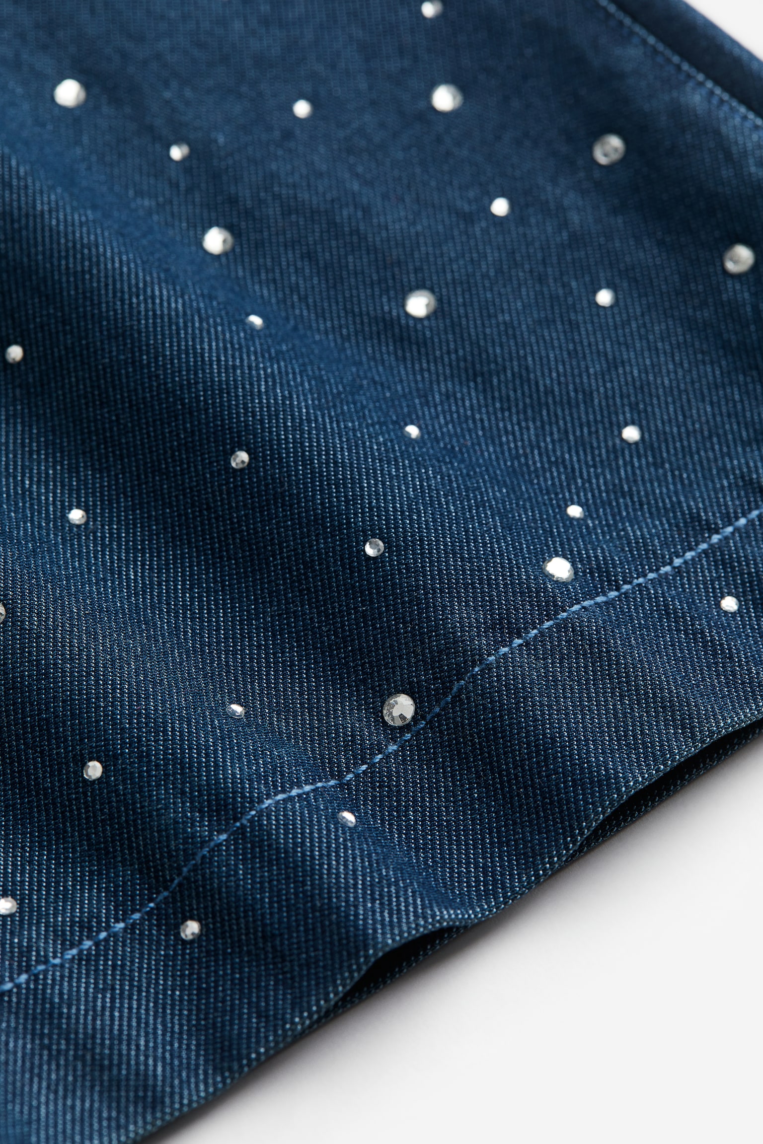 Quần dài ống rộng - Xanh denim/Hạt giả kim cương - 3