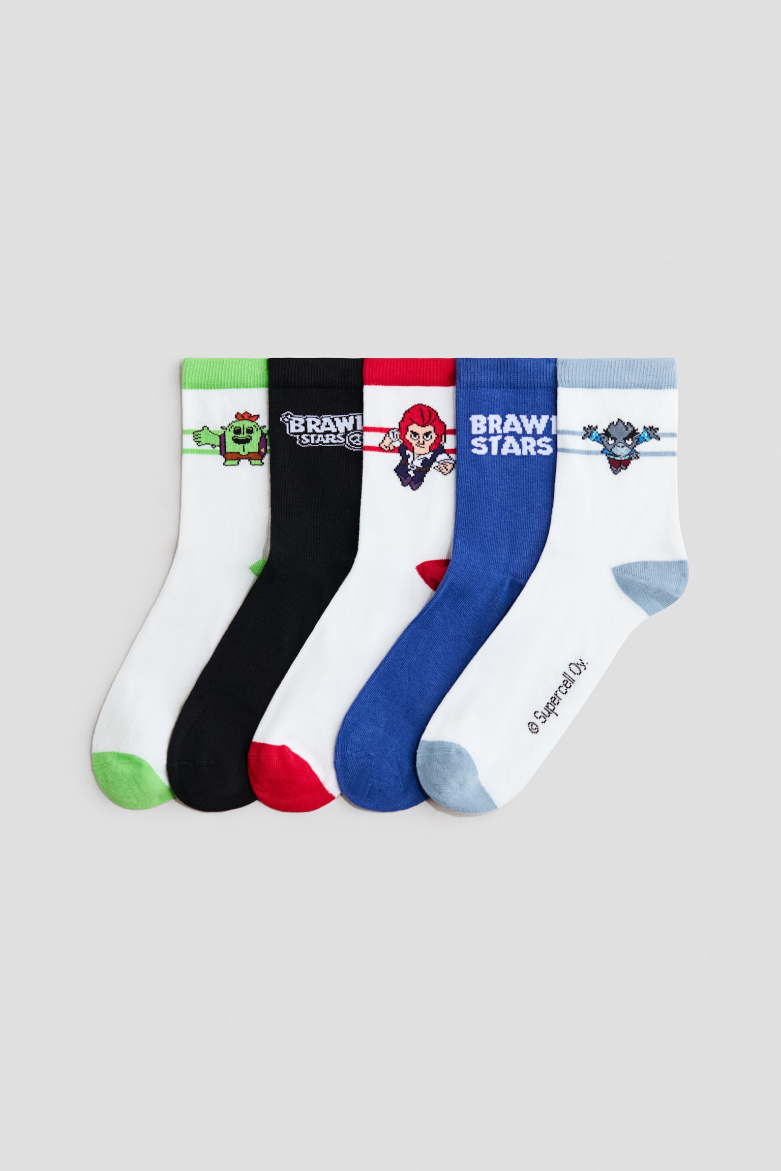 5-pack motif-detail socks - Vit/Brawl Stars