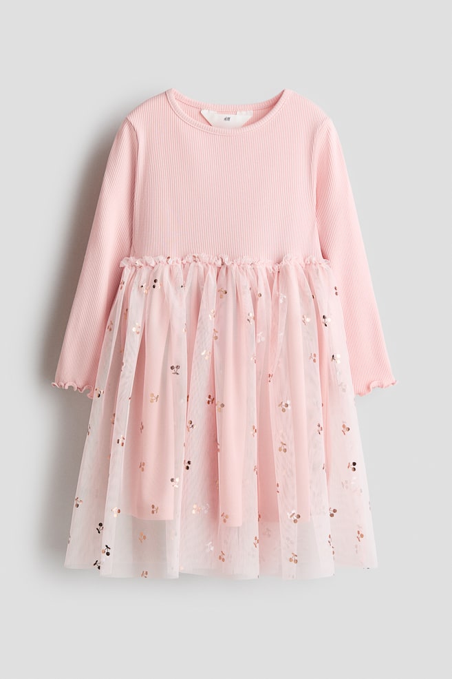 Tulle Dress - Light pink/cherries/Light beige/dotted/Light beige/leopard print - 1