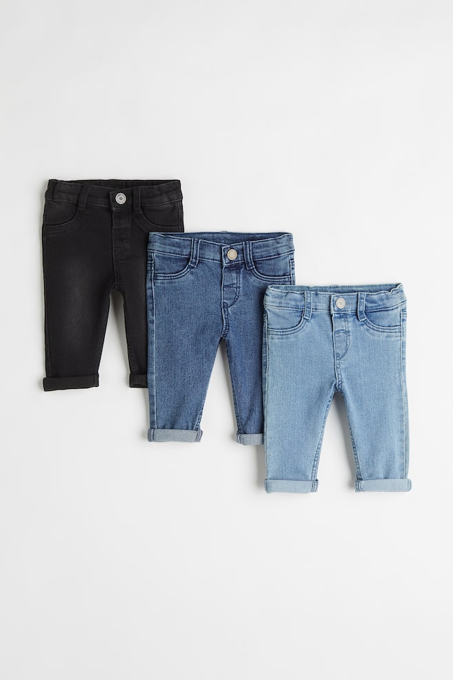 3-pak Comfort Stretch Skinny Fit Jeans - Denimblå/Sort - 1