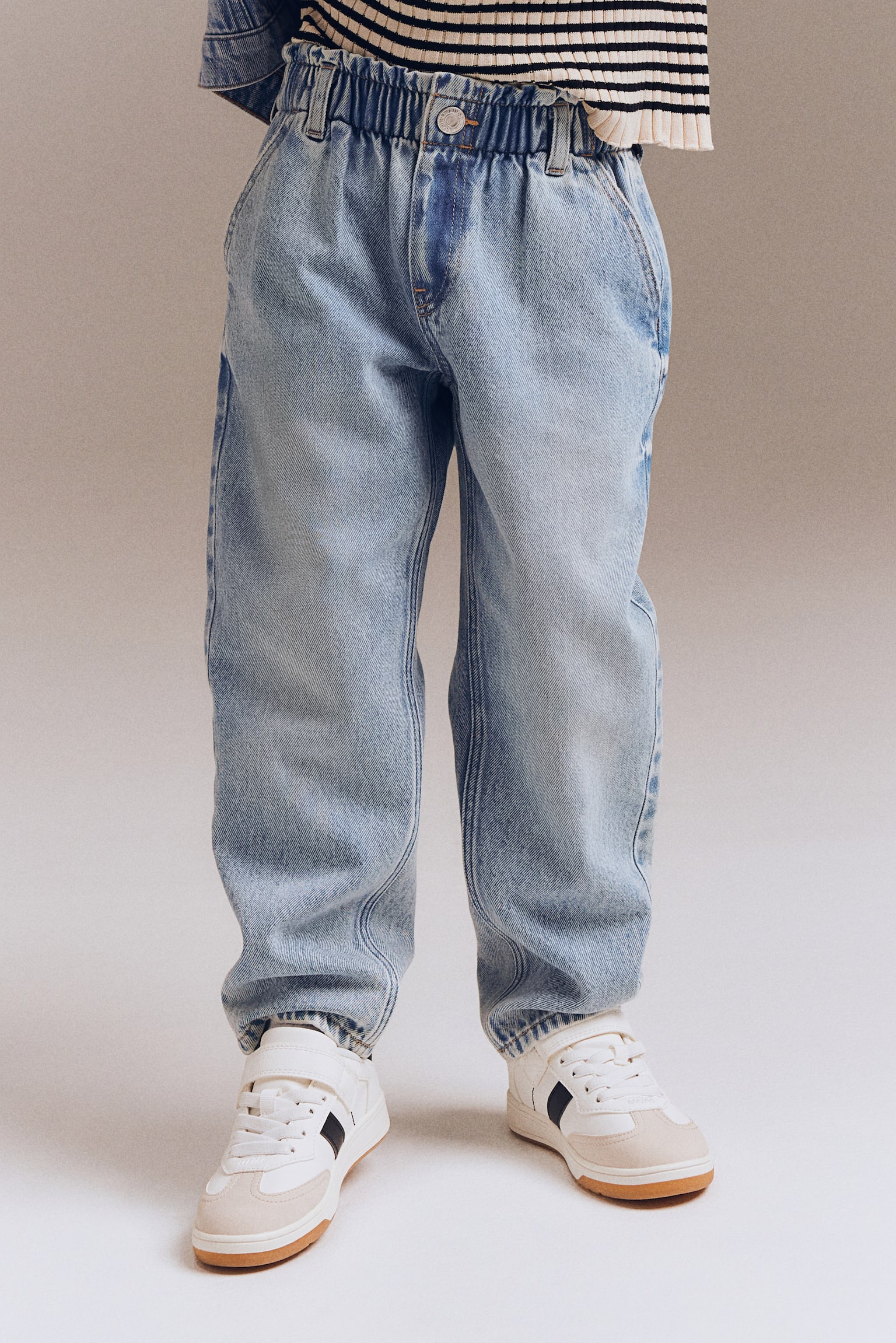 Relaxed paper bag jeans - Light denim blue/Light denim grey - 5