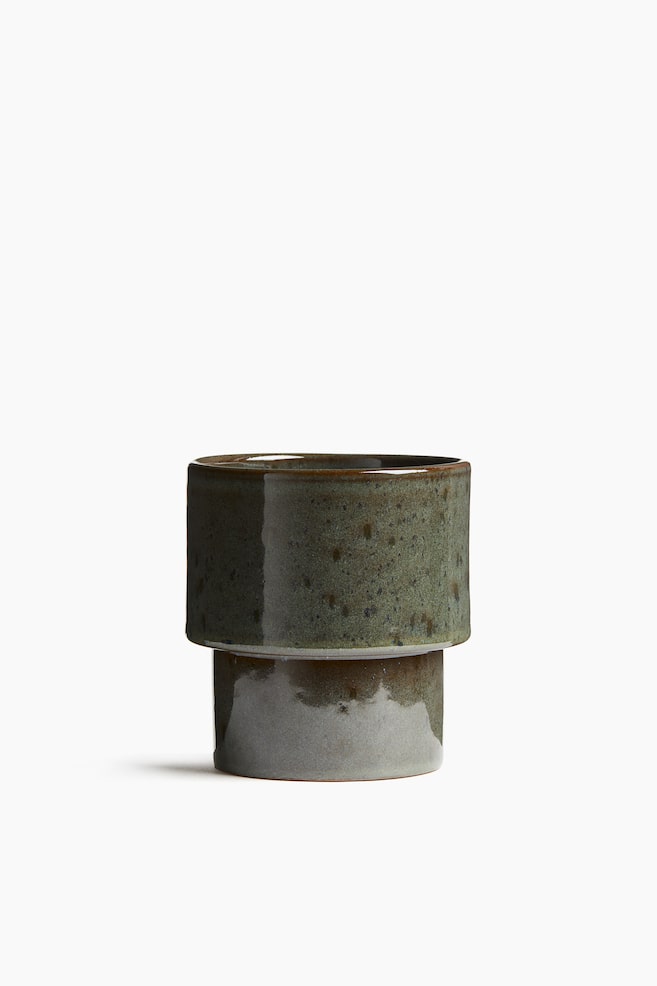 Extra-Small Terracotta Plant Pot - Green/White - 1