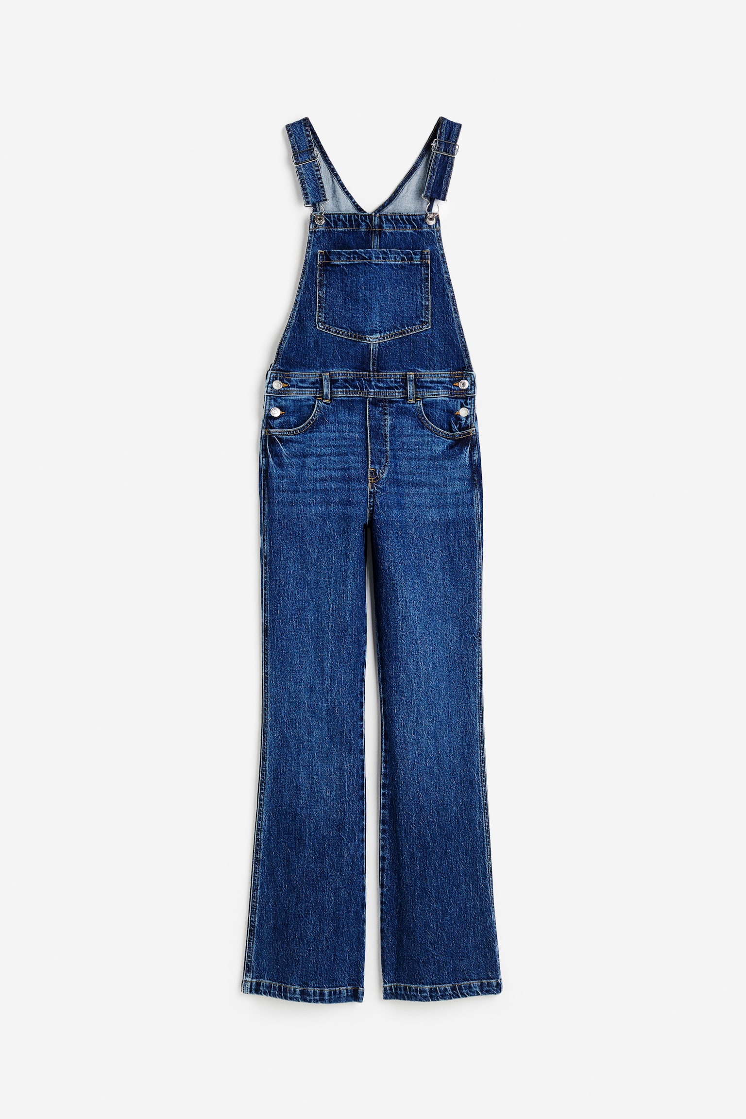 Flared Denim Dungarees - Dark denim blue - 1