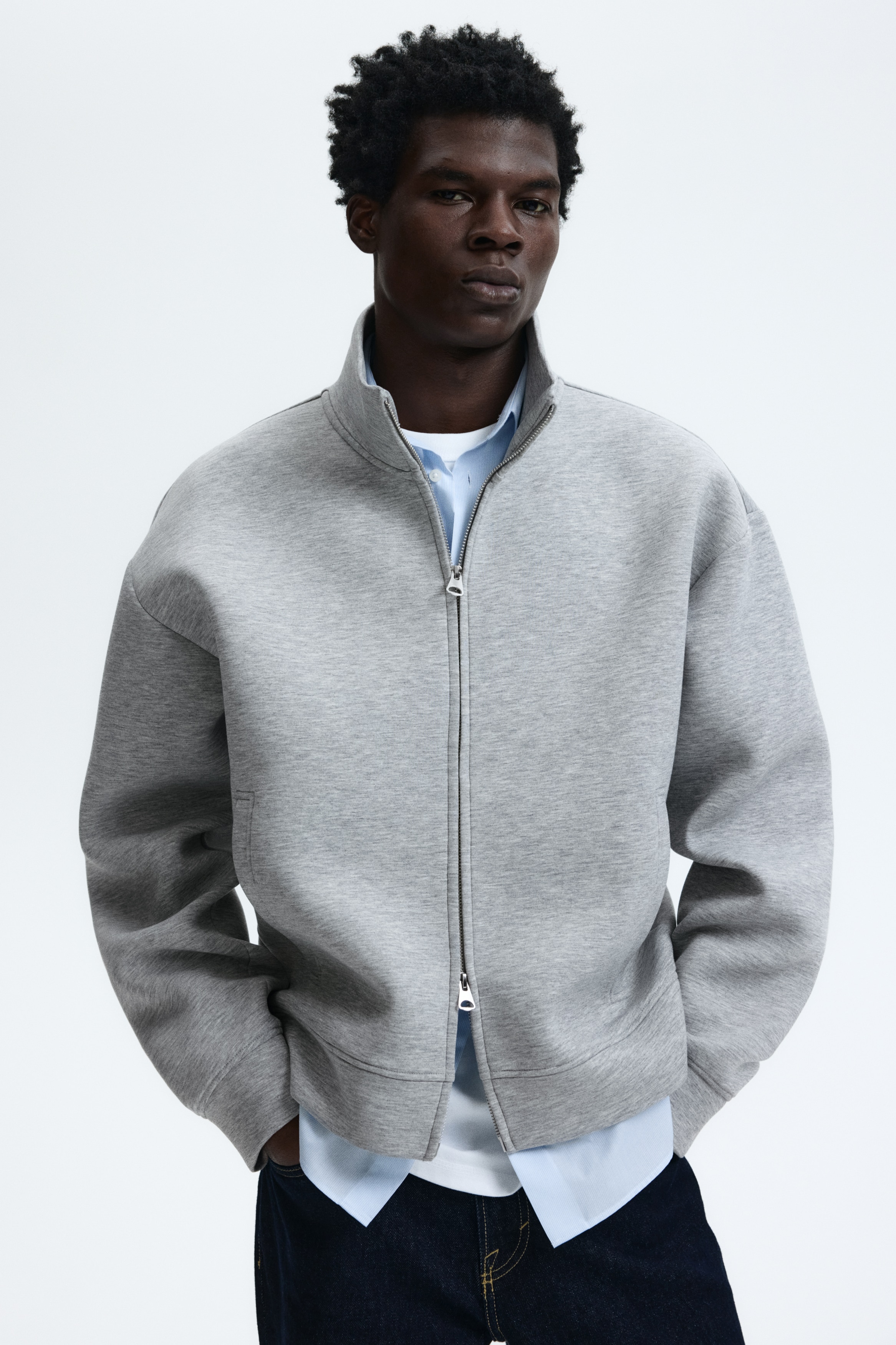 Loose-Fit Scuba Track Jacket - Black - Men | H&M US