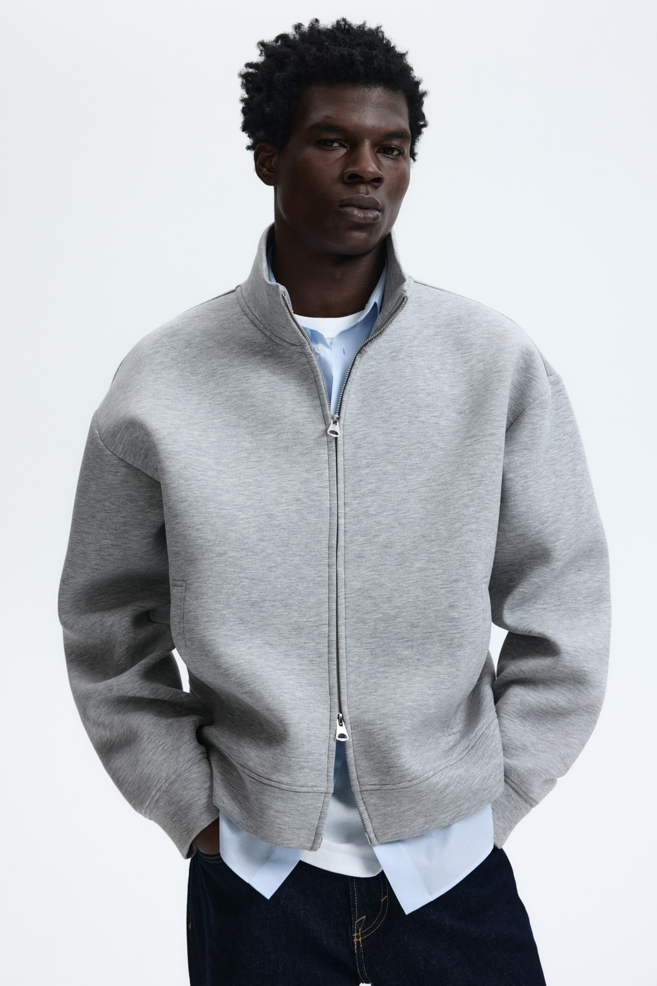 Преглед на по-голямо изображение: Спортно горнище Loose Fit - Сив меланж - МЪЖЕ | H&M BG 1