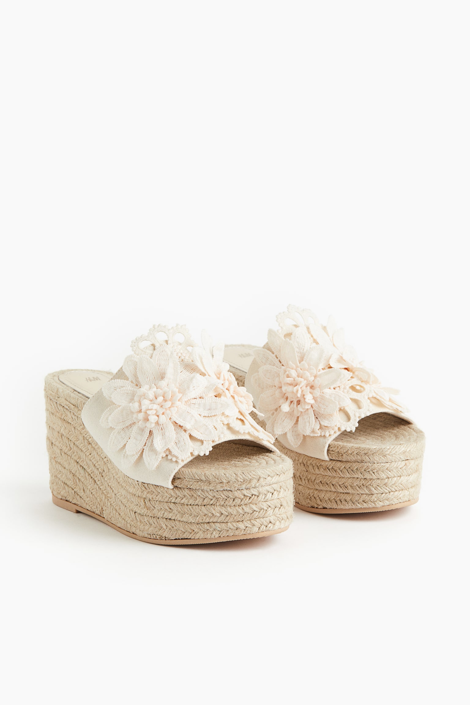 Wedge-heeled espadrille sandals - Cream - 7