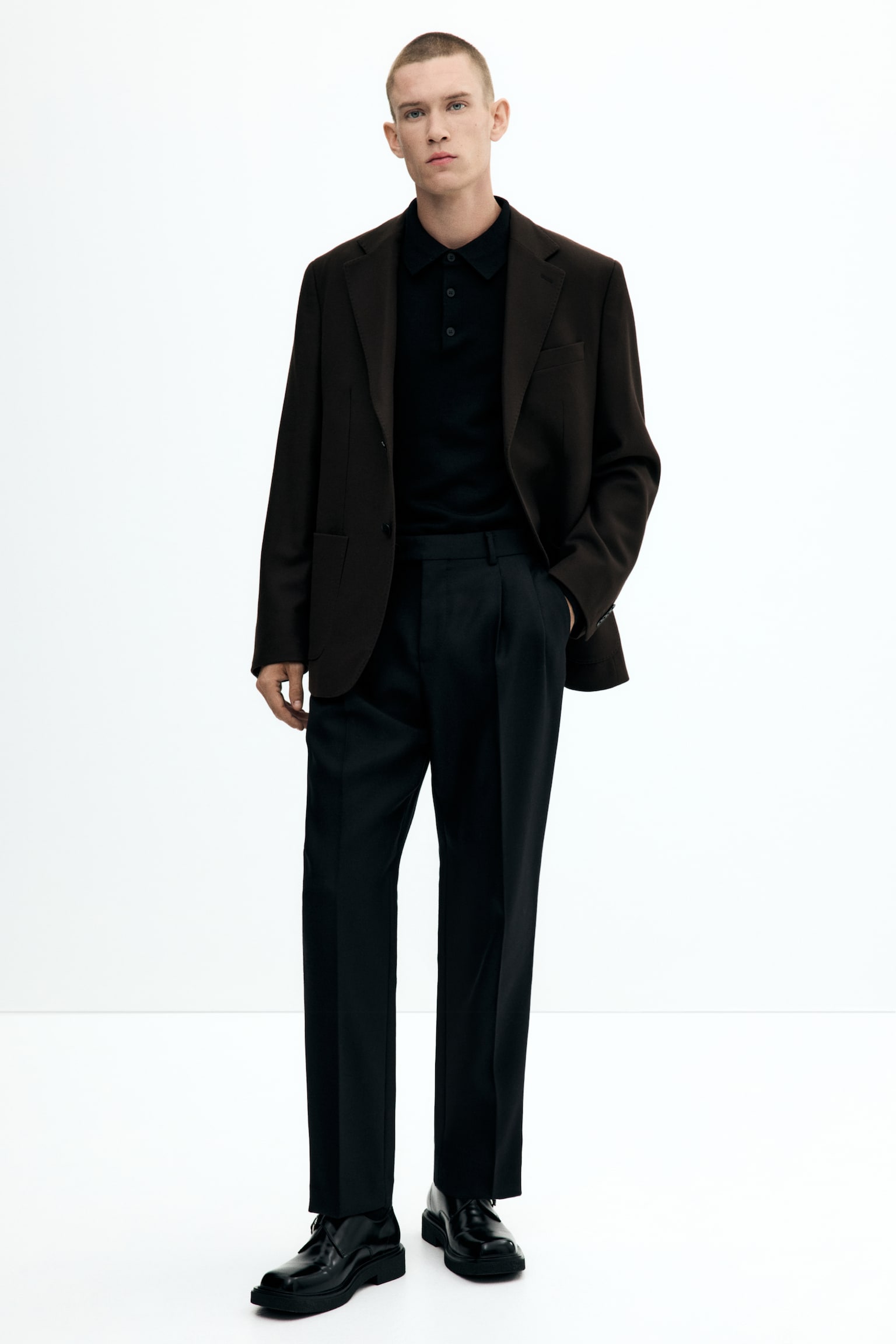 Kasmírkeverék zakó Regular Fit - Sötétbarna/Bézs - 8