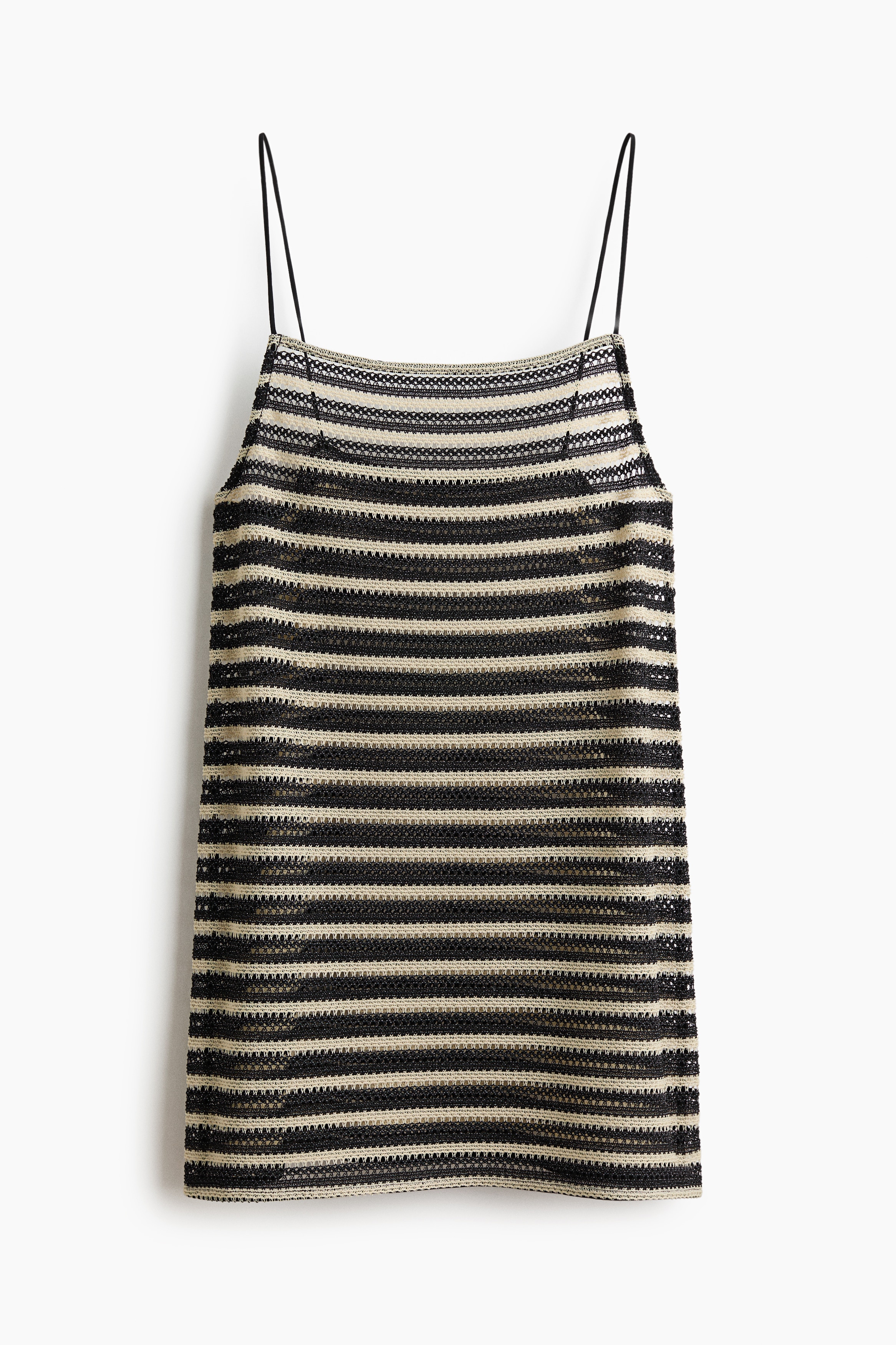Strappy beach dress - Black/Cream striped